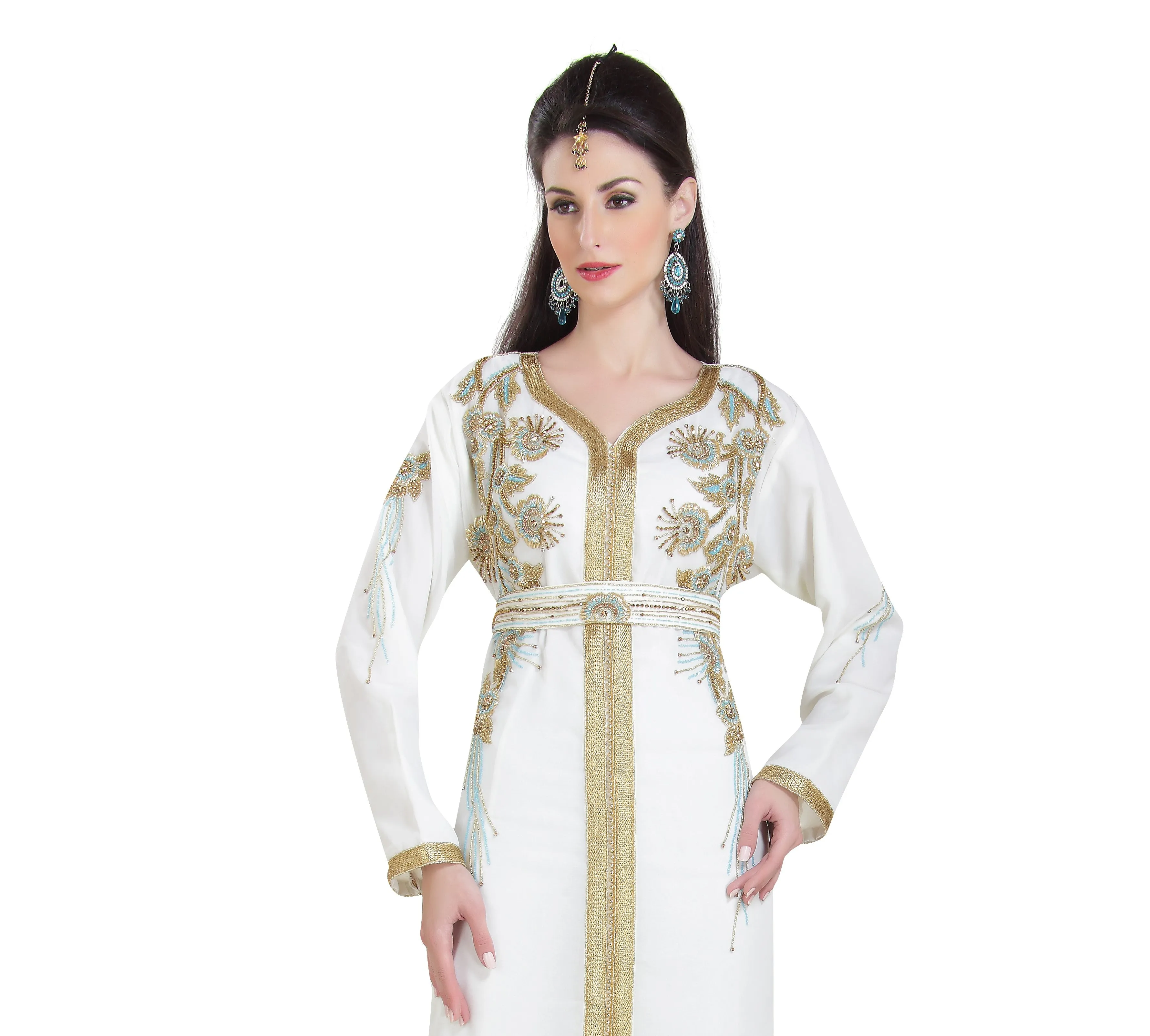 Arabic Kaftan With Colorful Hand Embroidery Work