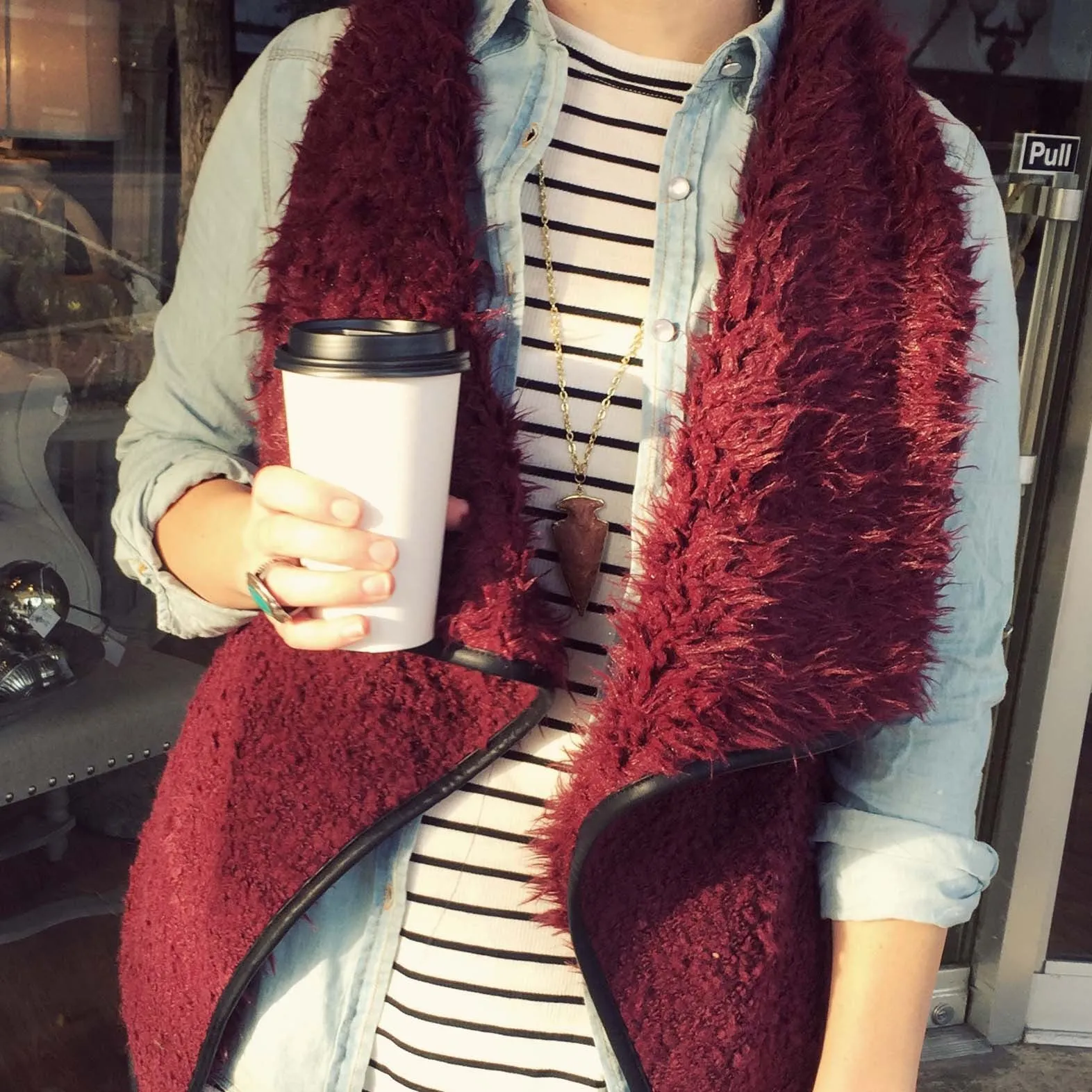 Arctic Sherpa Vest in Burgundy
