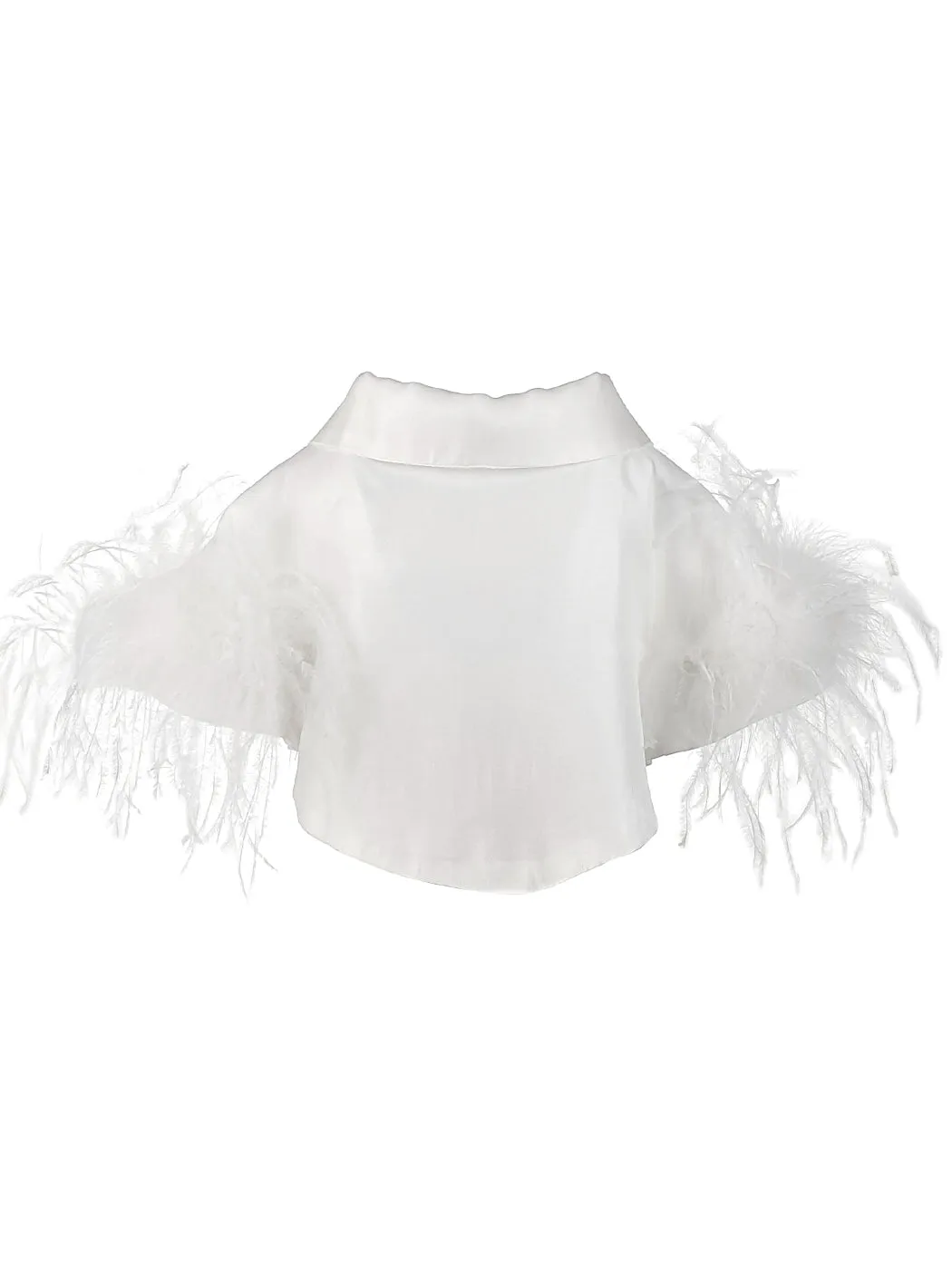 Baby's silk Bolero with feathers - ALBINA white