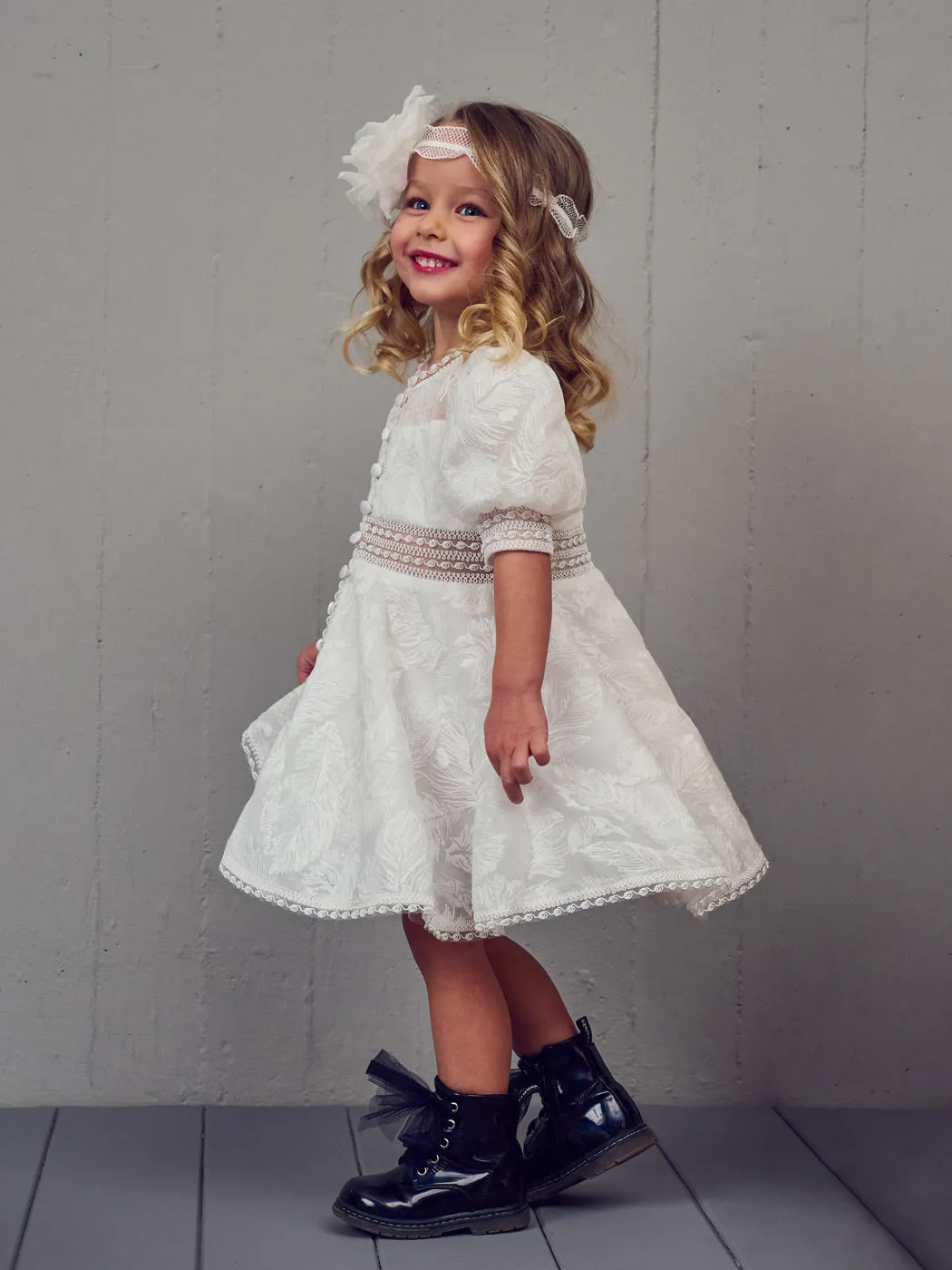 Baptism silk dress with embroidery - STELLA QUEEN