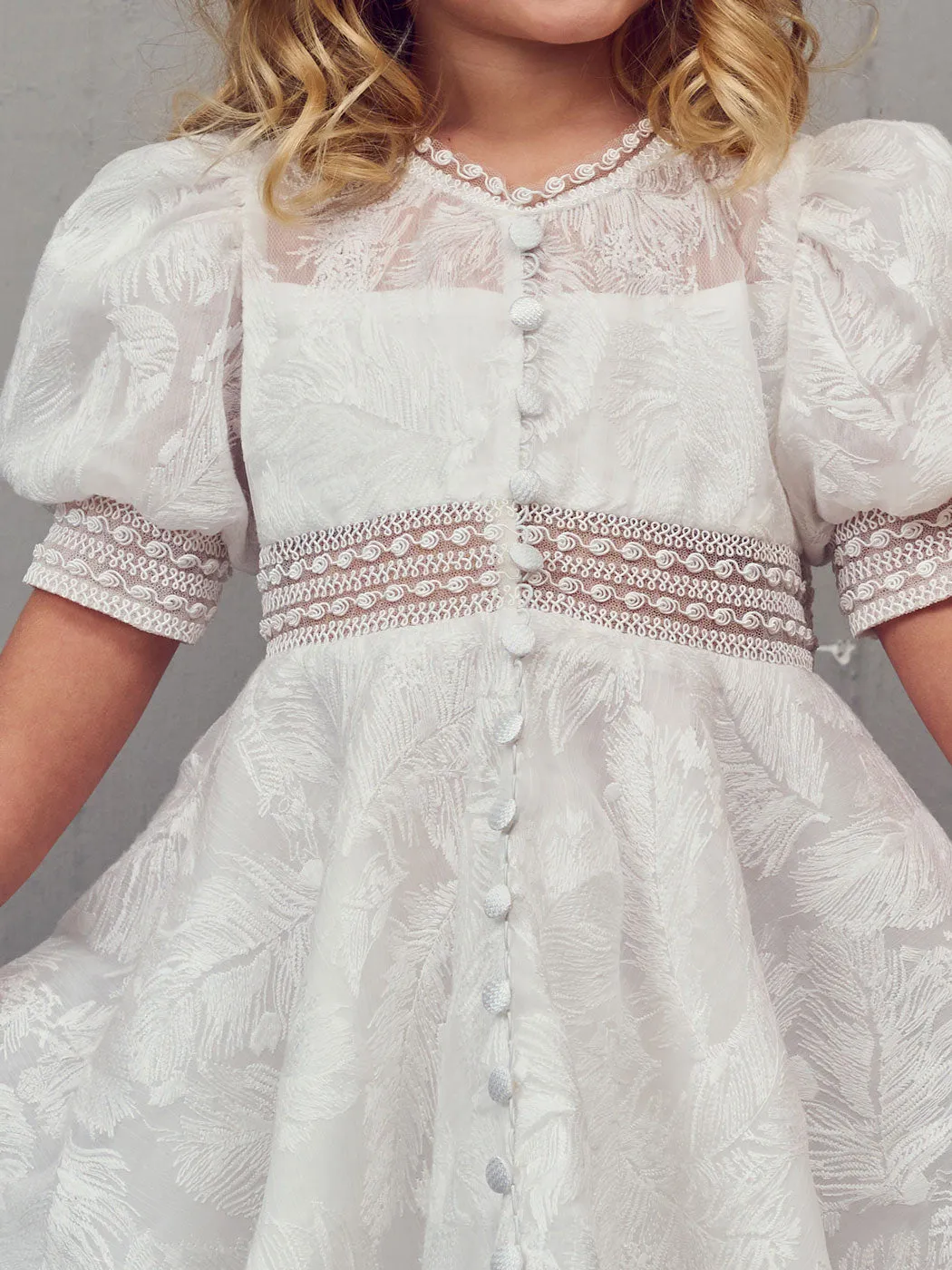 Baptism silk dress with embroidery - STELLA QUEEN