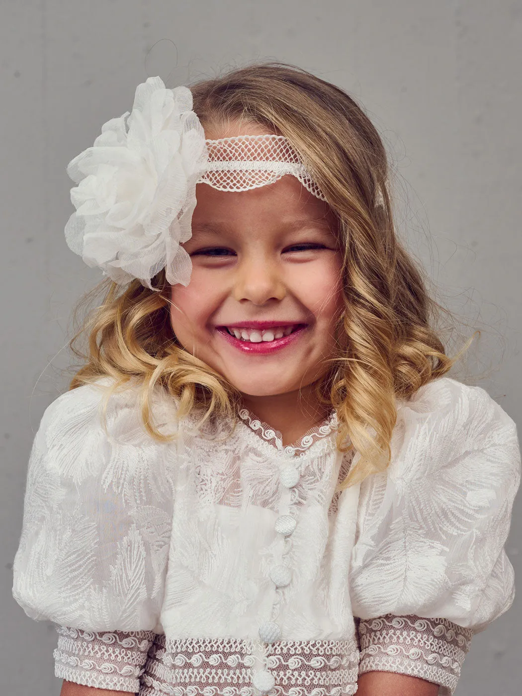 Baptism silk dress with embroidery - STELLA QUEEN