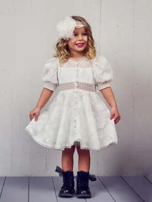 Baptism silk dress with embroidery - STELLA QUEEN