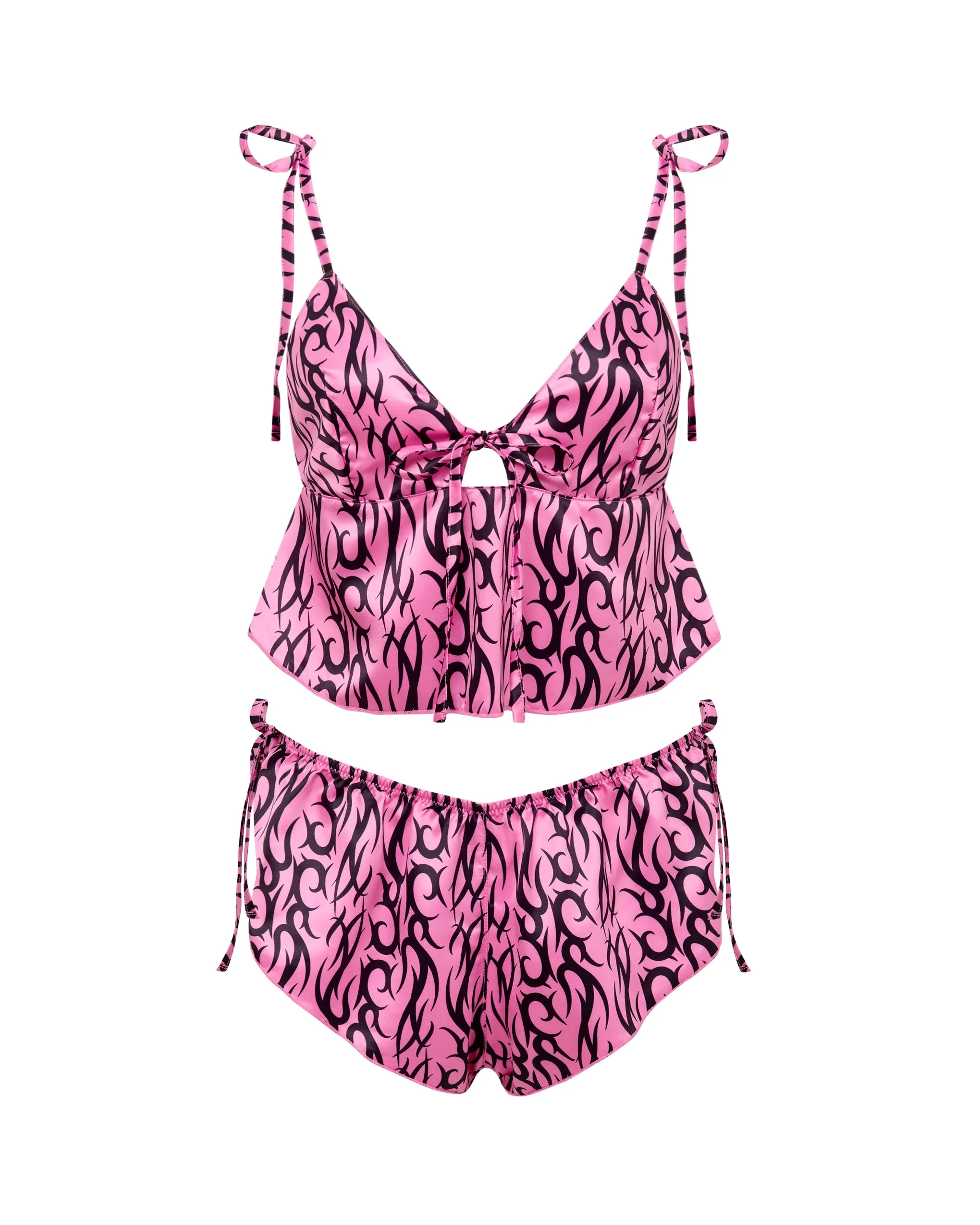 BB x Ashley Williams Tattoo Print Luxury Satin Crop Cami and Short Set