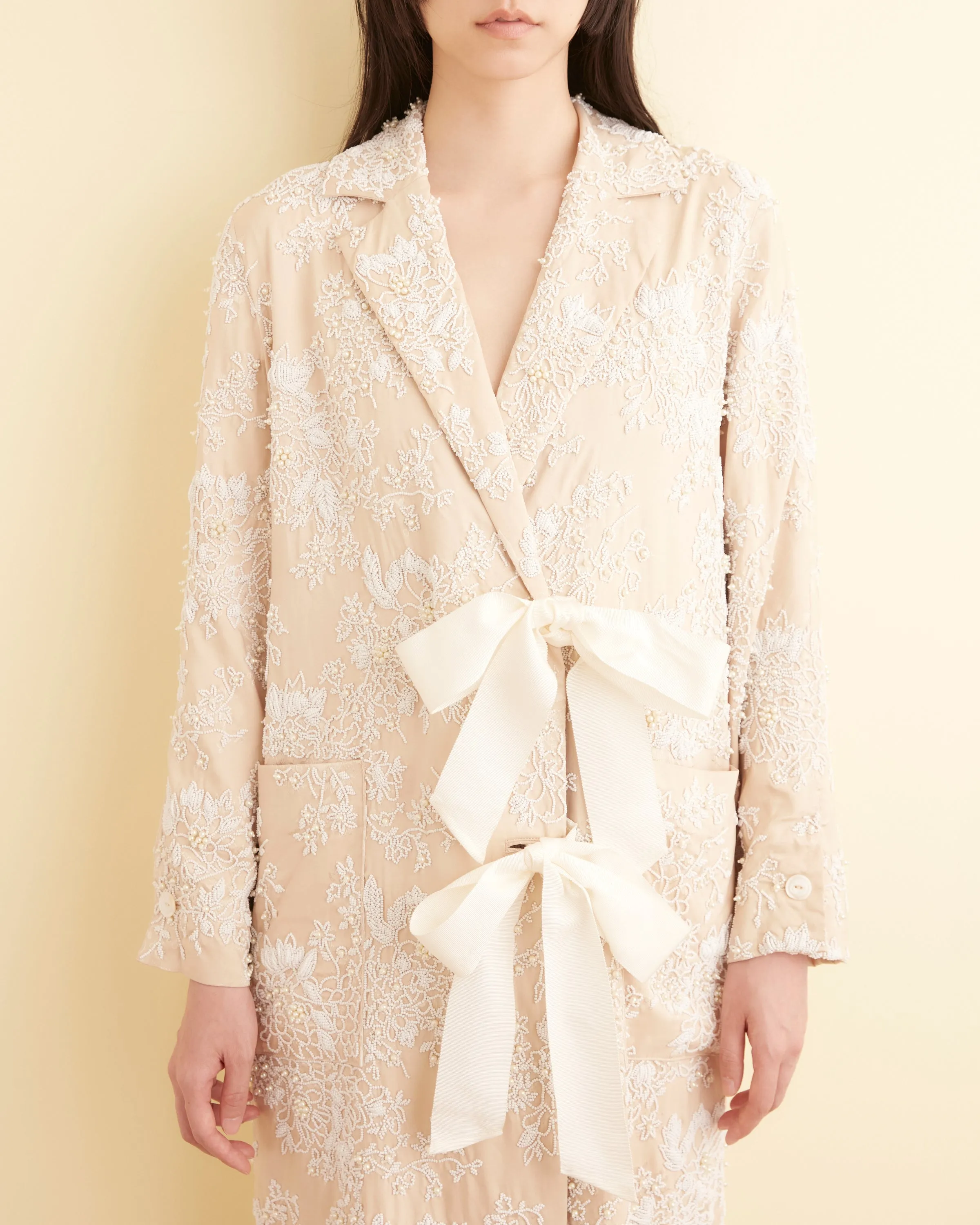 Beaded Perennial Jacquard Coat