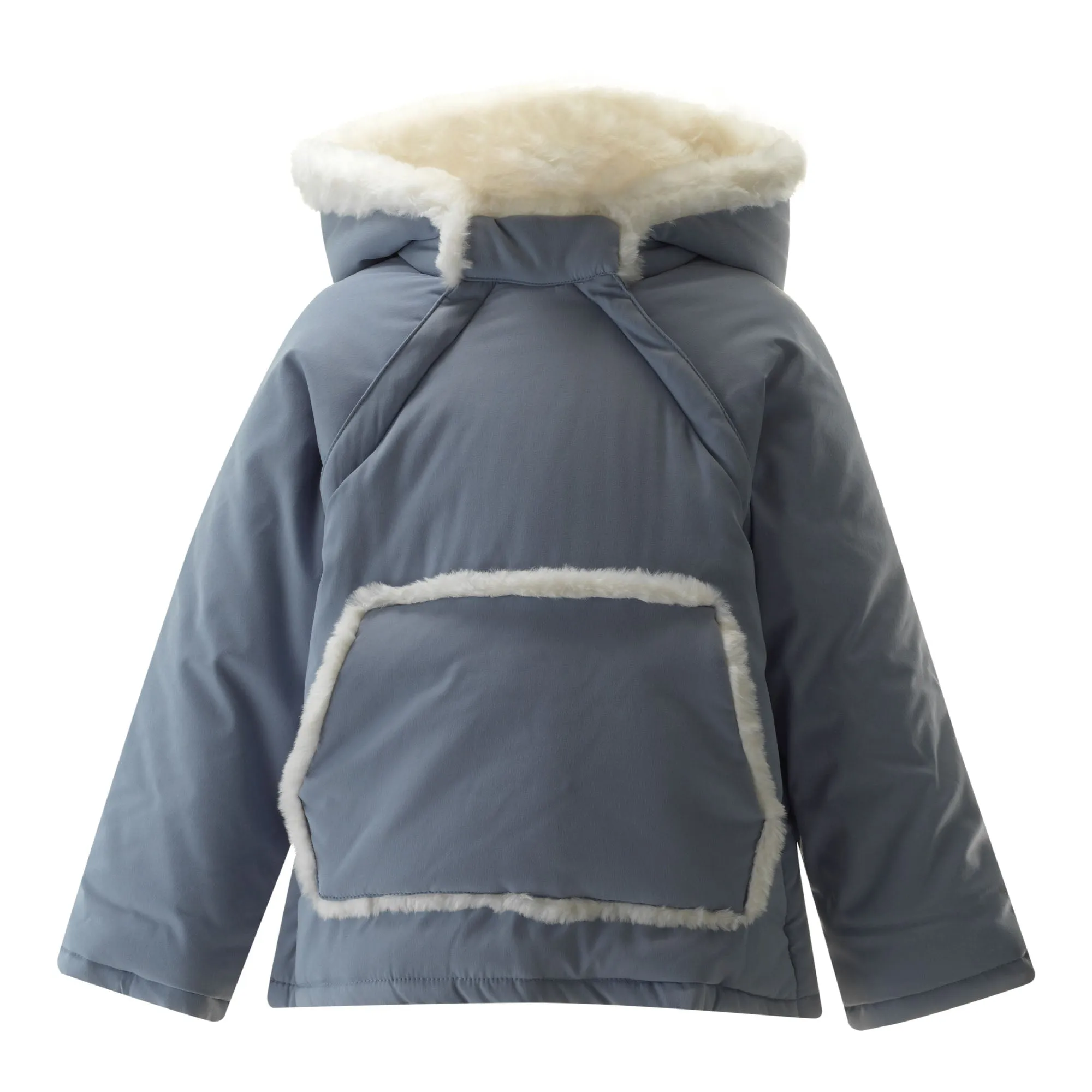 Blue Faux Fur Trim Coat
