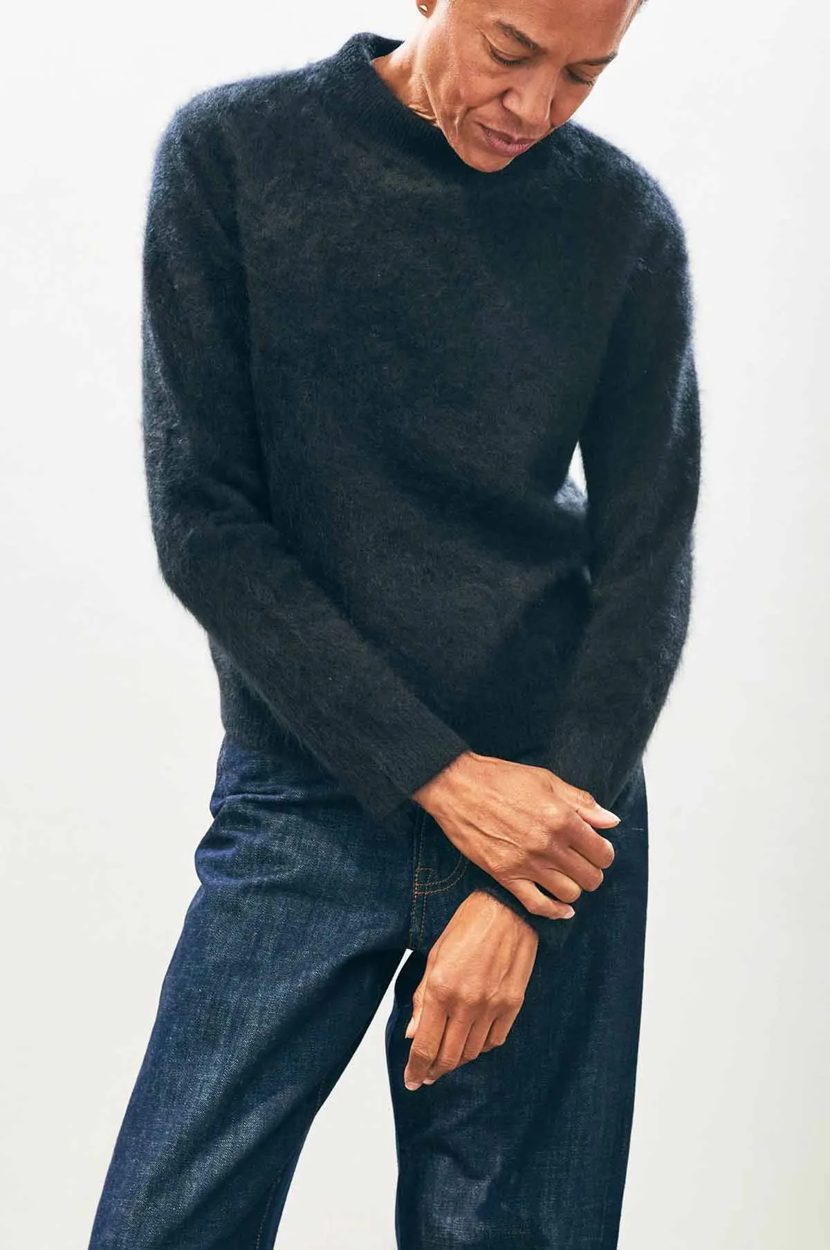 Brushed Turtle Knit Black