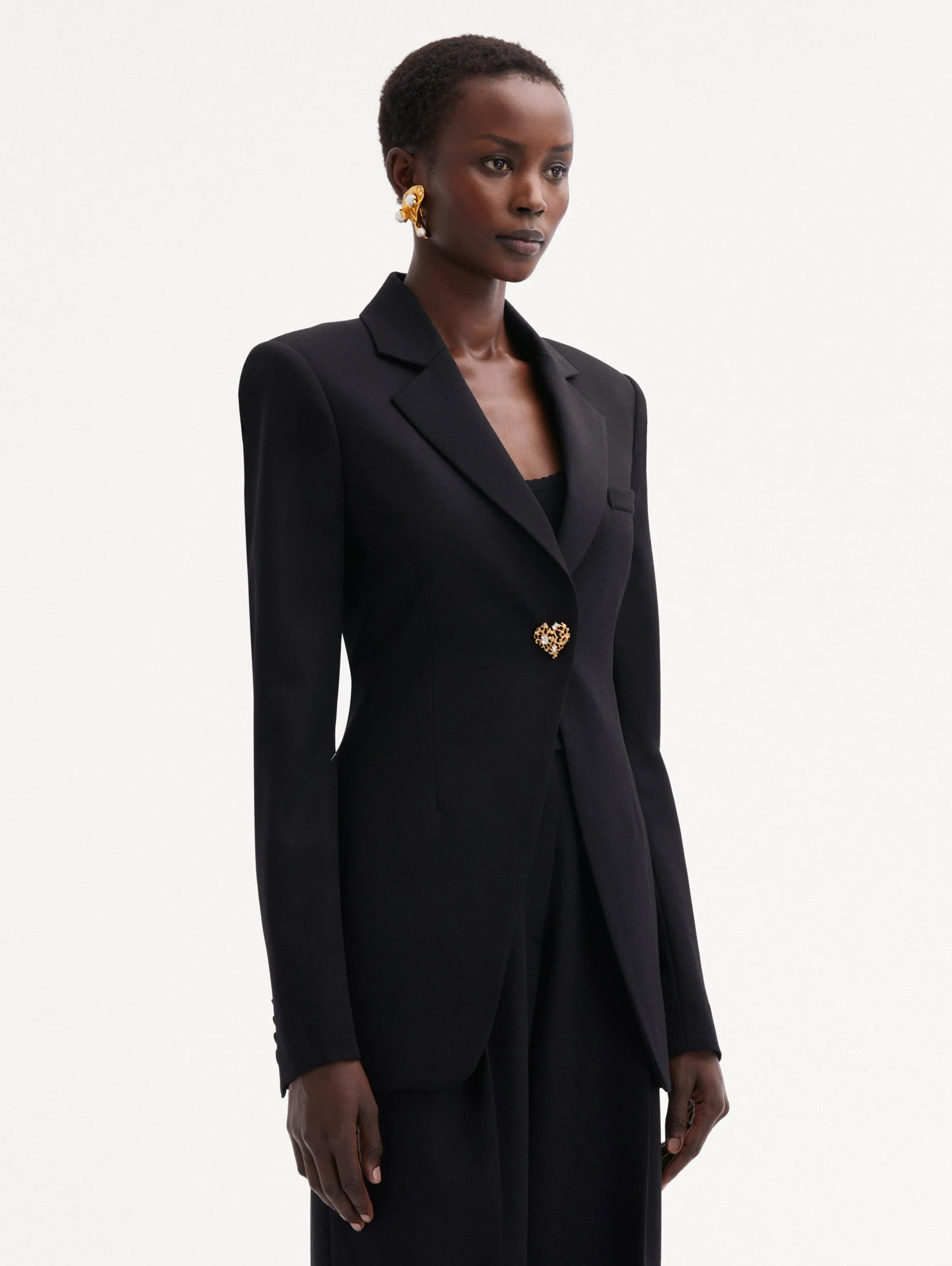 Button Detail Single-Breasted Blazer