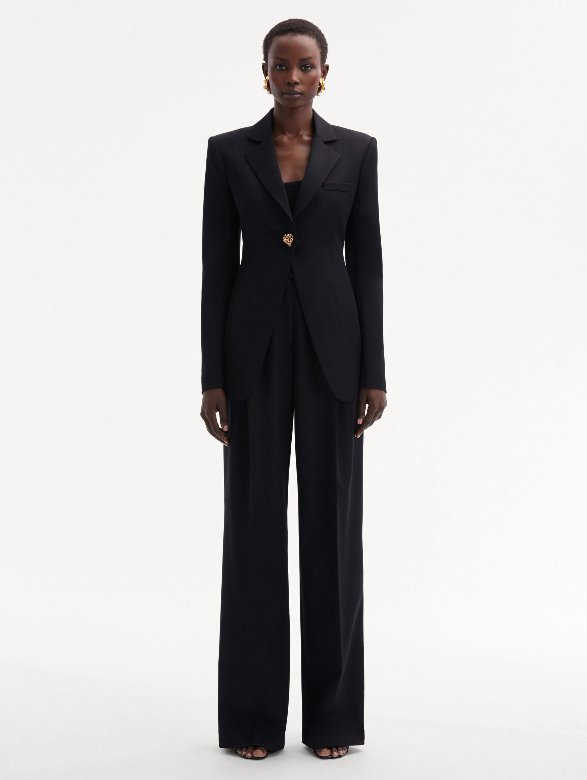 Button Detail Single-Breasted Blazer