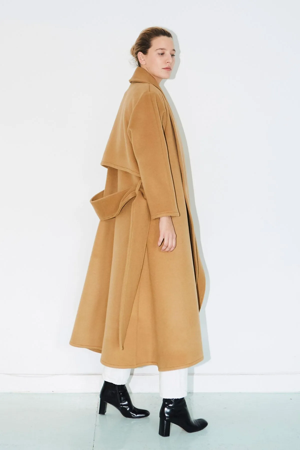 Camel Cashmere Wool Trench Coat