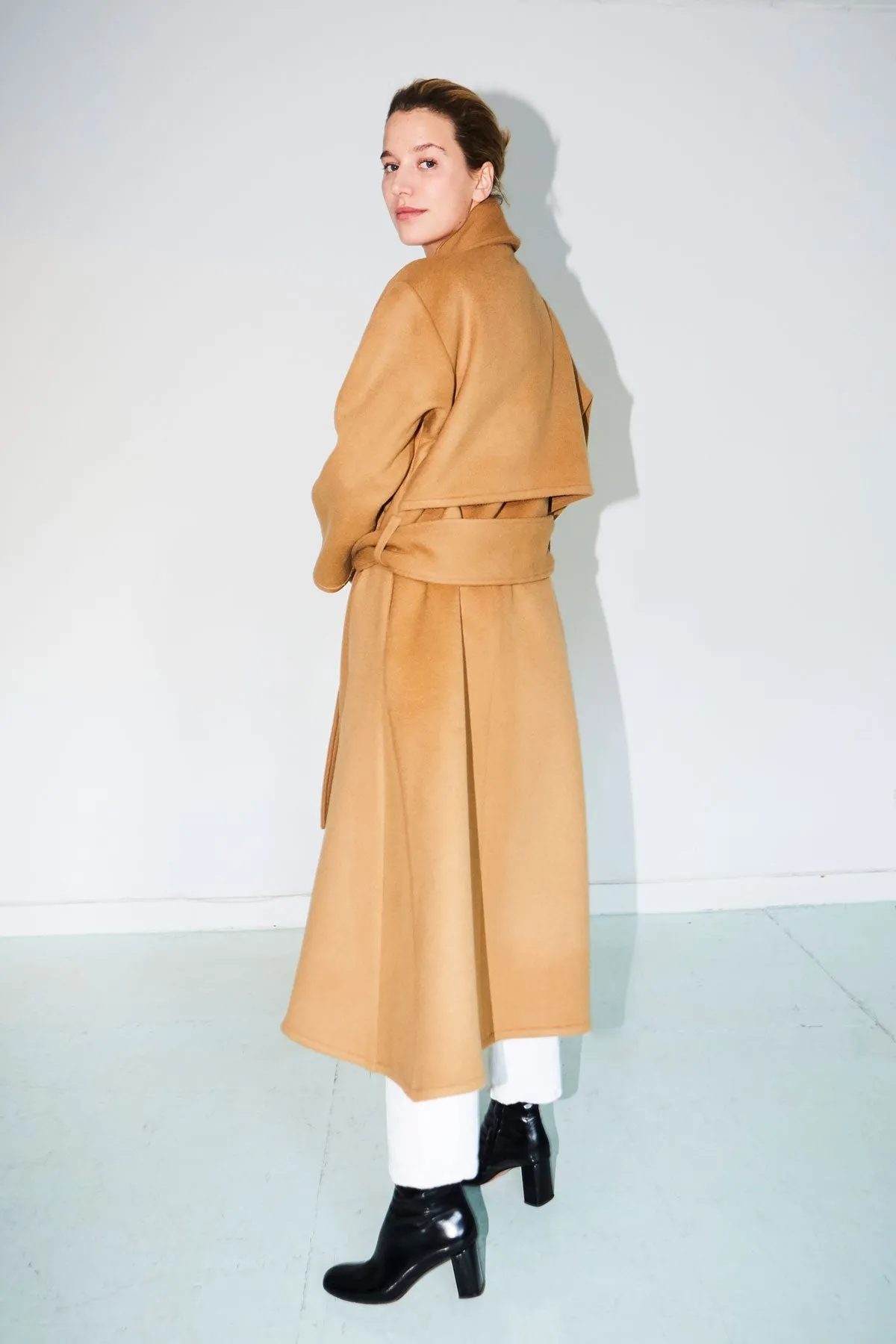 Camel Cashmere Wool Trench Coat