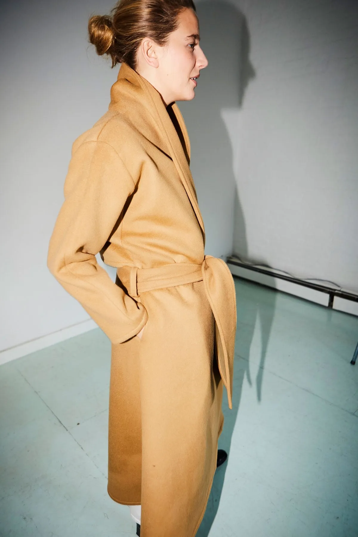 Camel Cashmere Wool Trench Coat