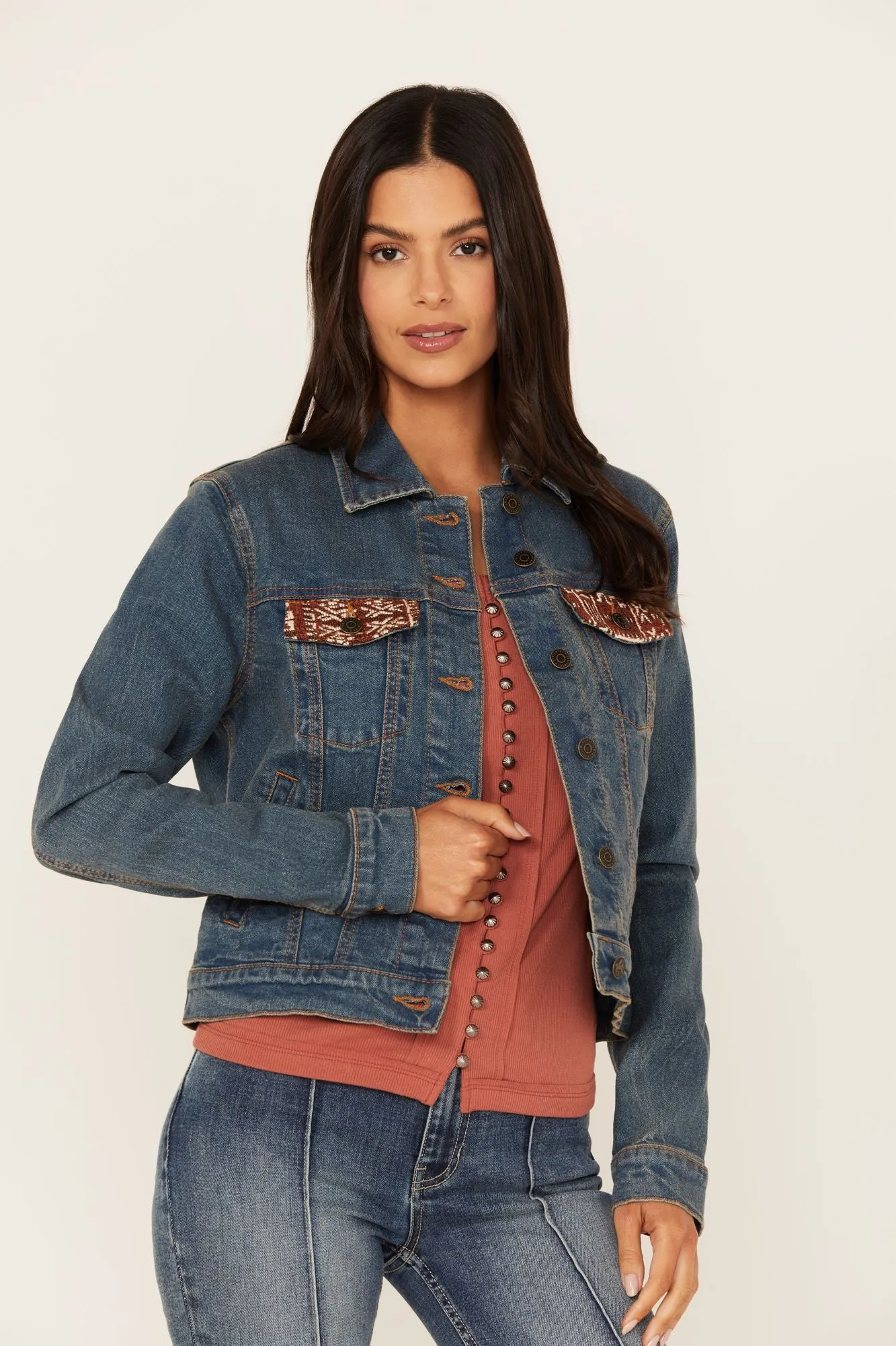 Capri Beaded Back Denim Trucker Jacket