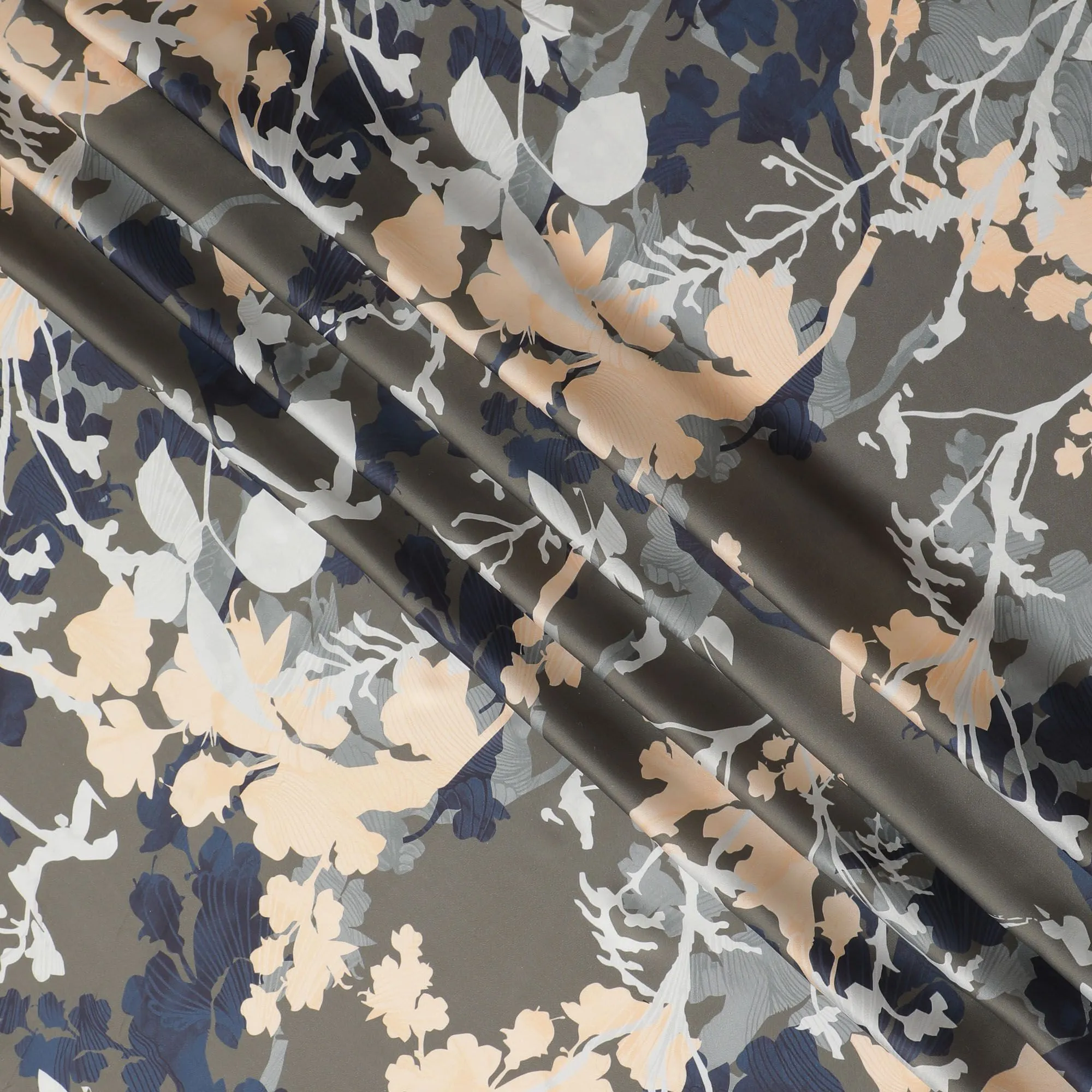 Contemporary Camo Floral Synthetic Satin Fabric - 110cm Wide-D18560