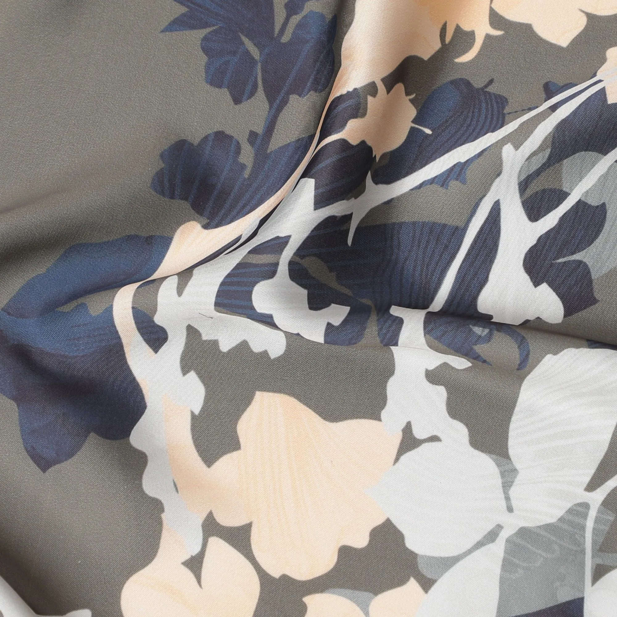 Contemporary Camo Floral Synthetic Satin Fabric - 110cm Wide-D18560