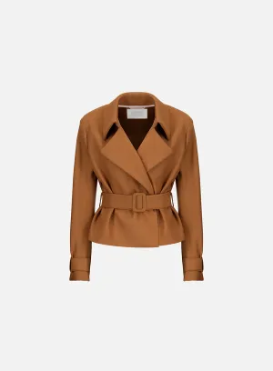 cropped belted trench cashmere blend