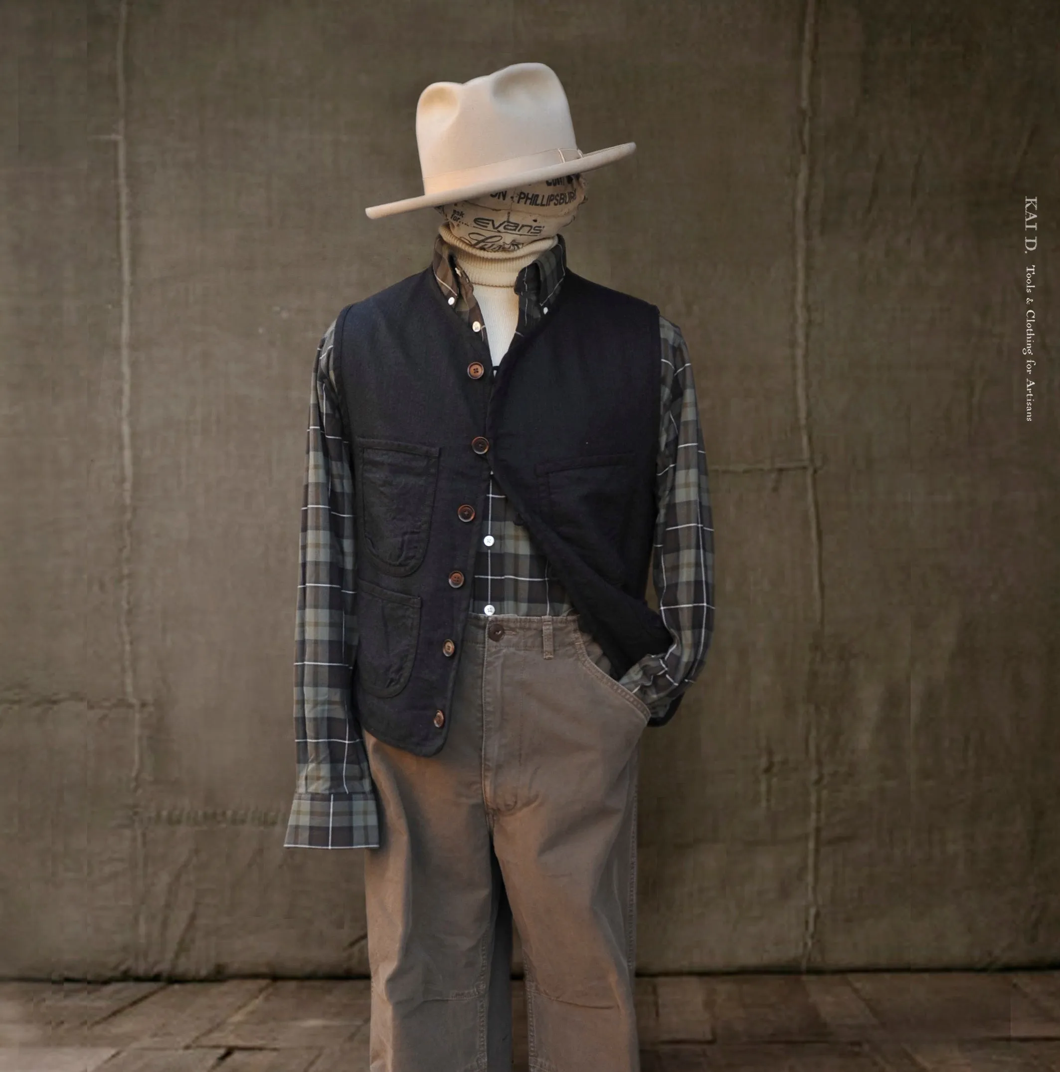 Cruiser Vest (longer version) - Boiled Wool - M, L