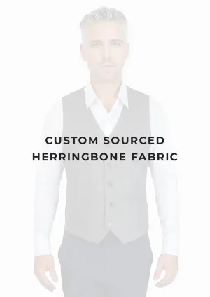 Dark Grey Herringbone Vest - Gamso Party
