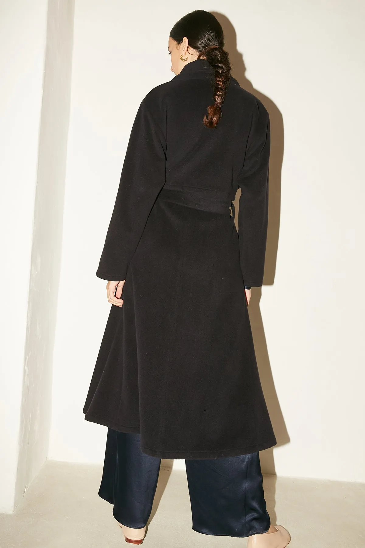 Deep Blue Cashmere Wool Trench Coat