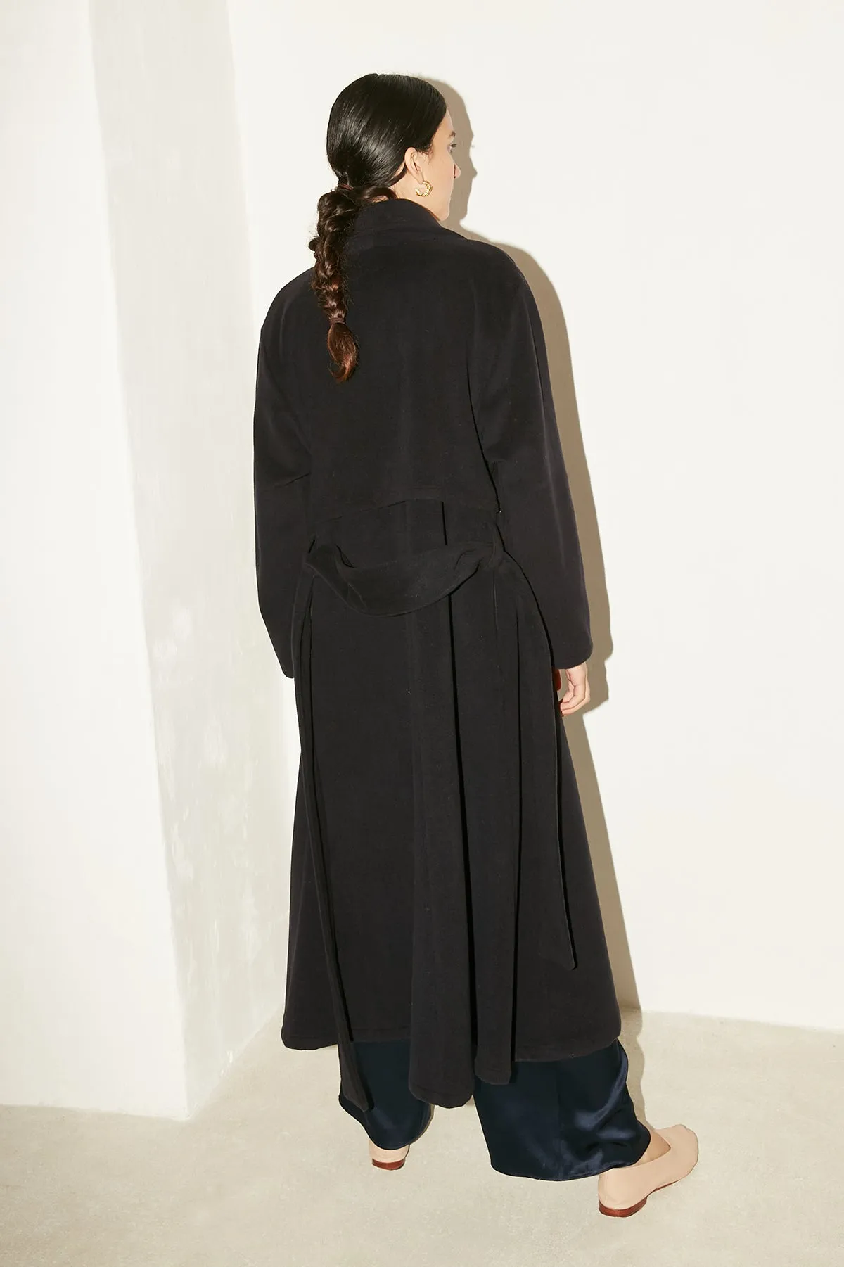Deep Blue Cashmere Wool Trench Coat