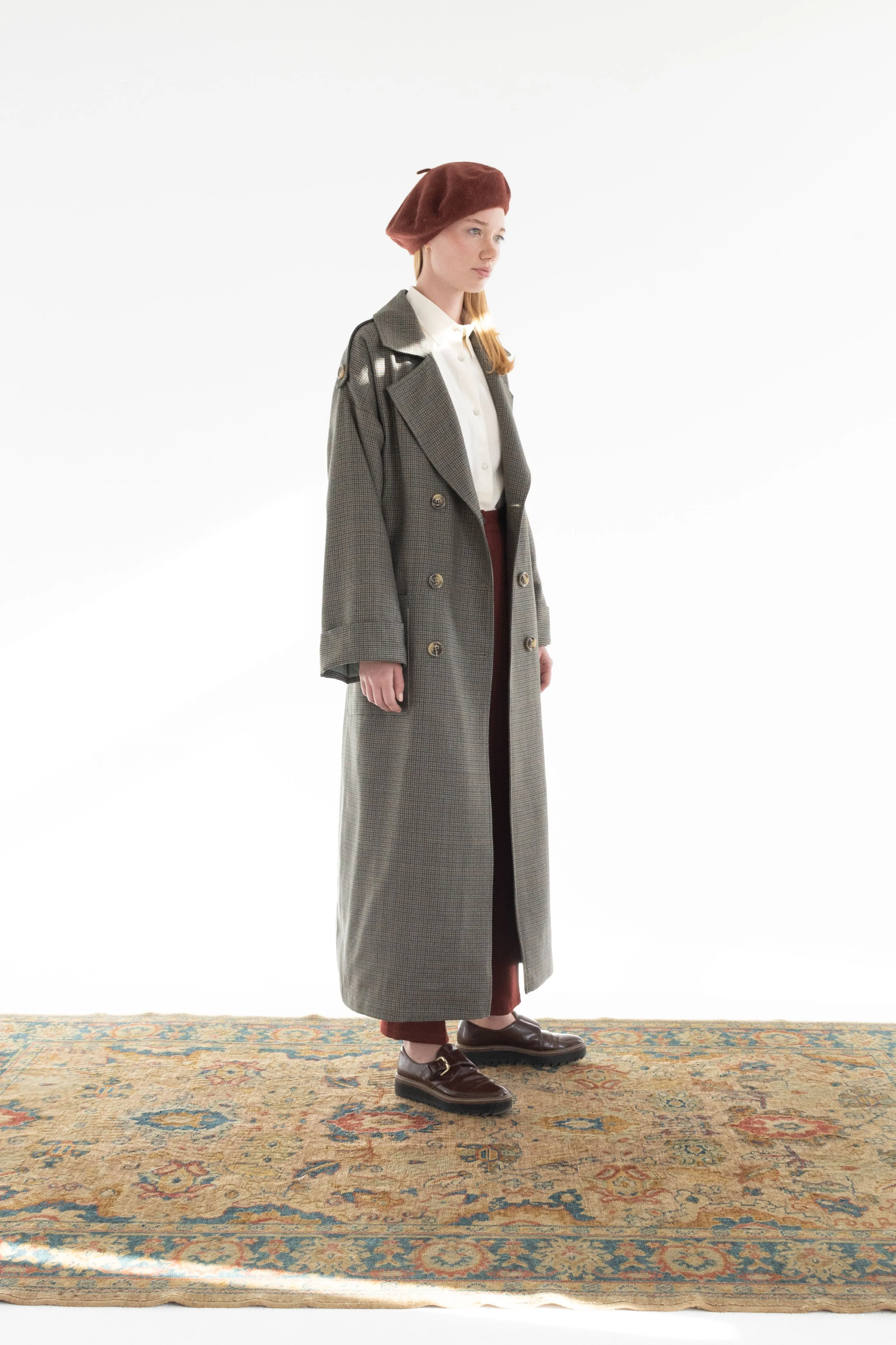 DOUBLE-BREASTED CASHMERE MERINO WOOL TRENCH COAT