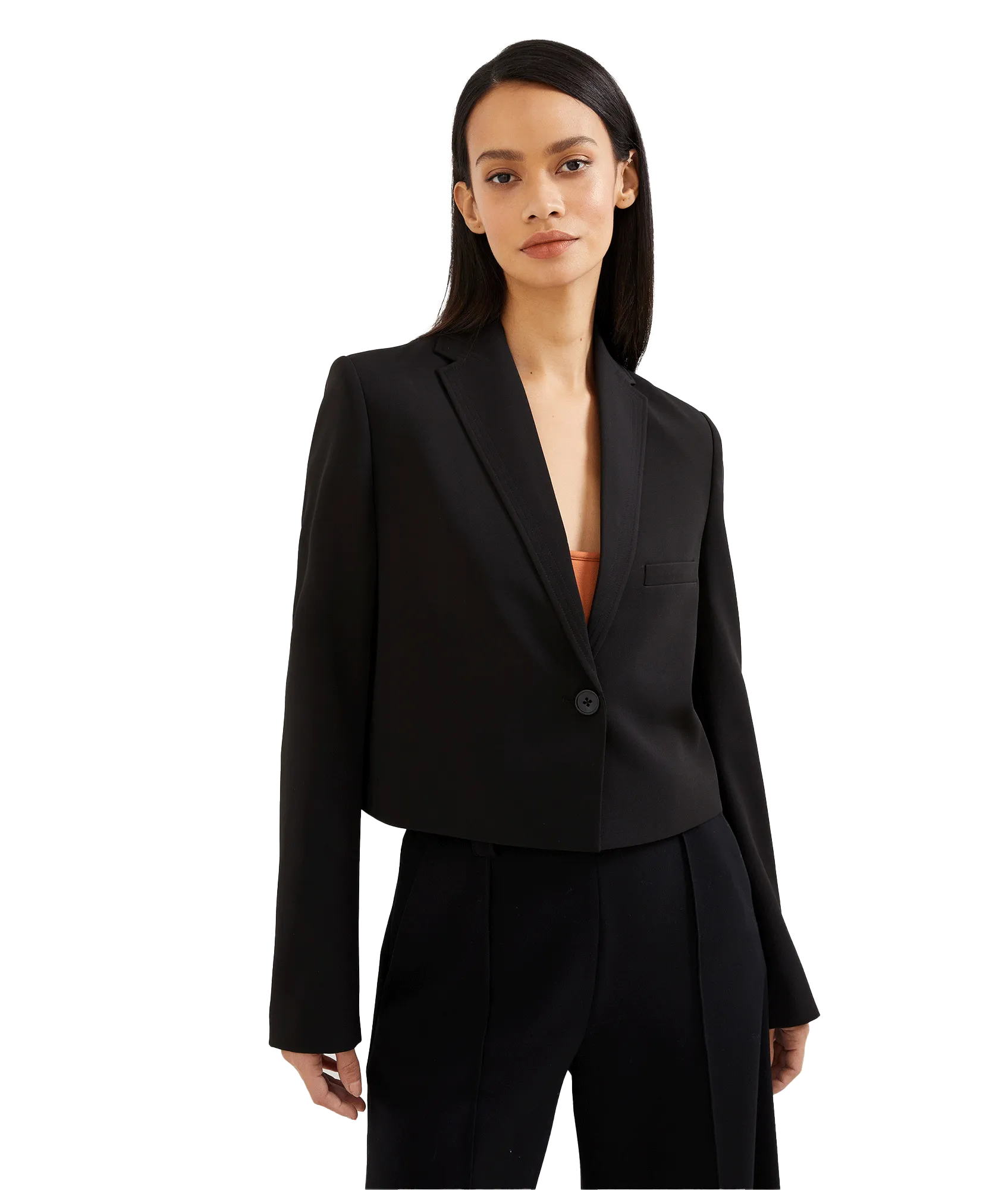 Echo Crepe Cropped Blazer - Blackout