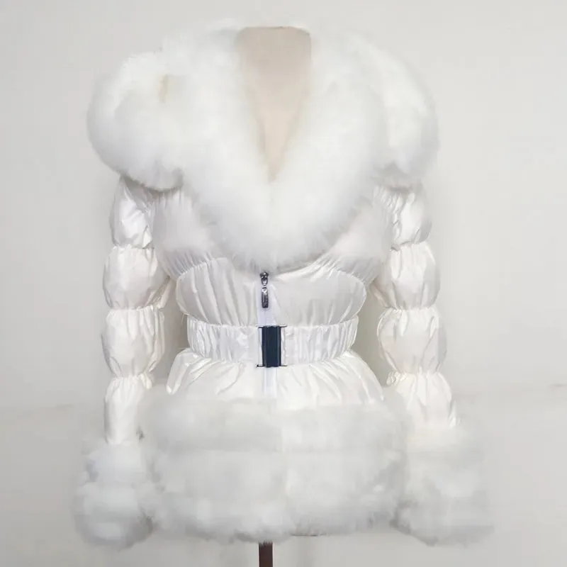 Faux Fur Detachable Sleeves Hooded Puffer Jacket