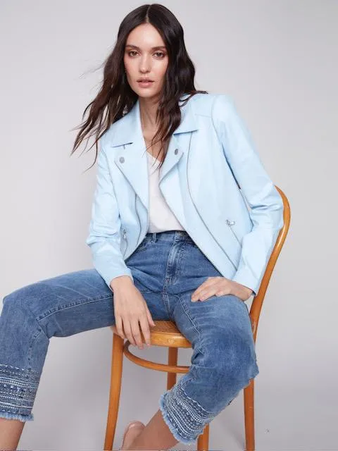 Faux Leather Motto Jacket