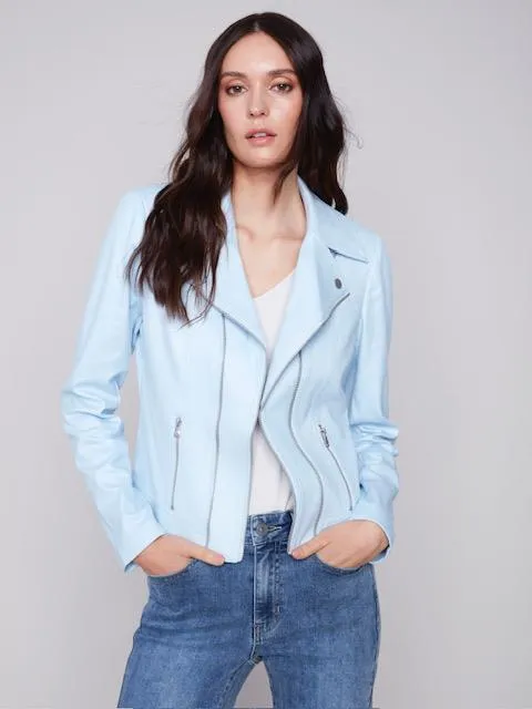 Faux Leather Motto Jacket