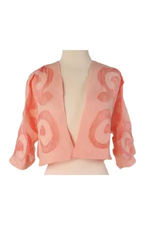 Felted Wool Bolero Jacket from Kyrgyzstan - Blush Pink