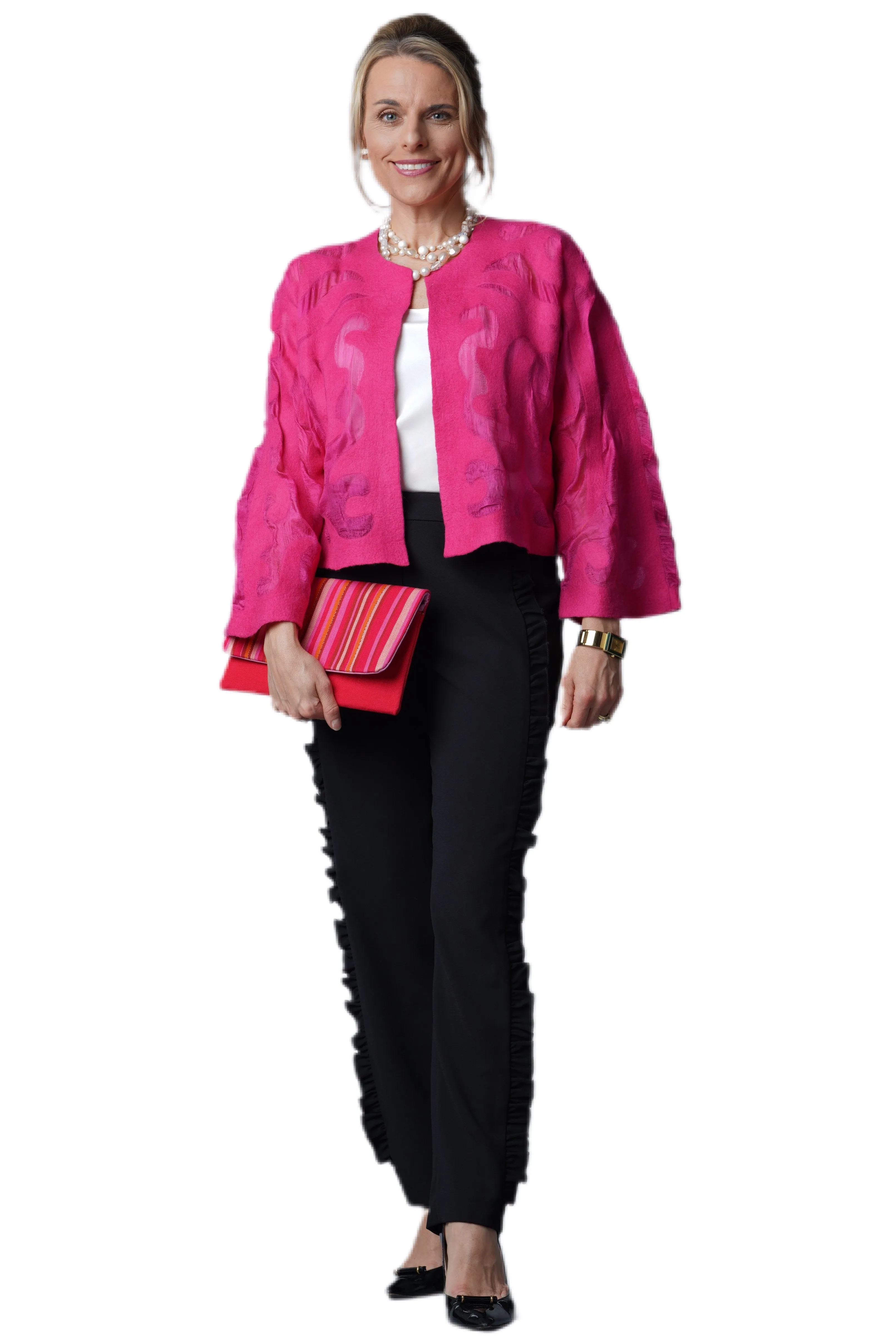 Felted Wool Bolero Jacket from Kyrgyzstan- Fuschia