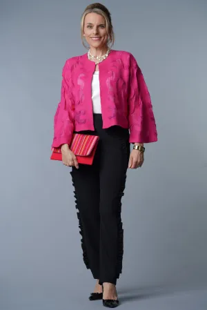Felted Wool Bolero Jacket from Kyrgyzstan- Fuschia