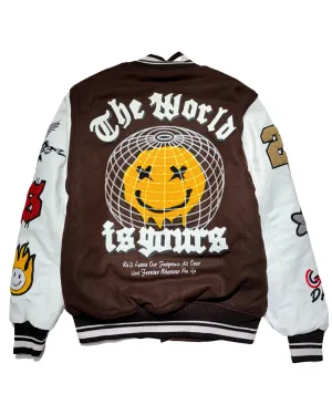 Focus Kids Varsity Jacket - World is Yours - Brown
