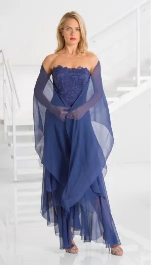 French Lace and Silk Plisse' Dress - D659 / Stole 2