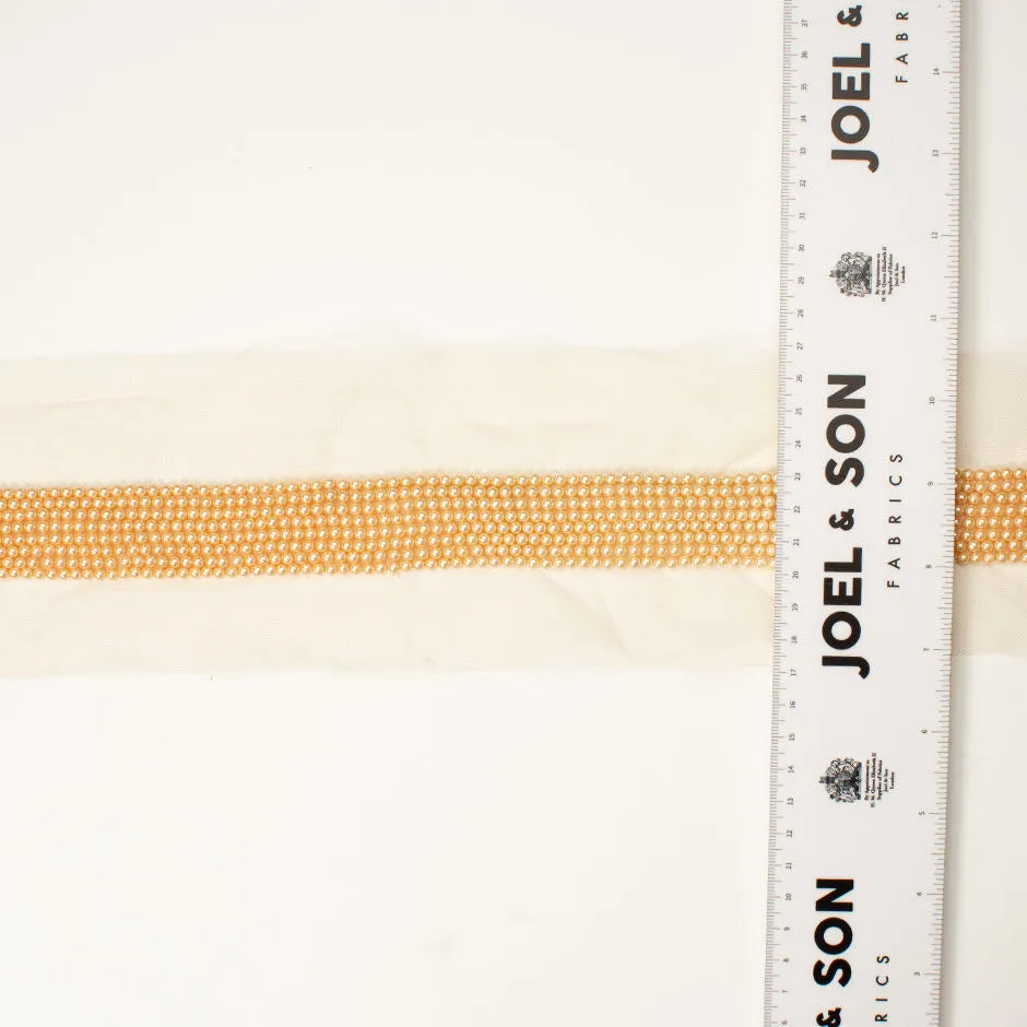 Gold Pearl Embellished Tulle Trim