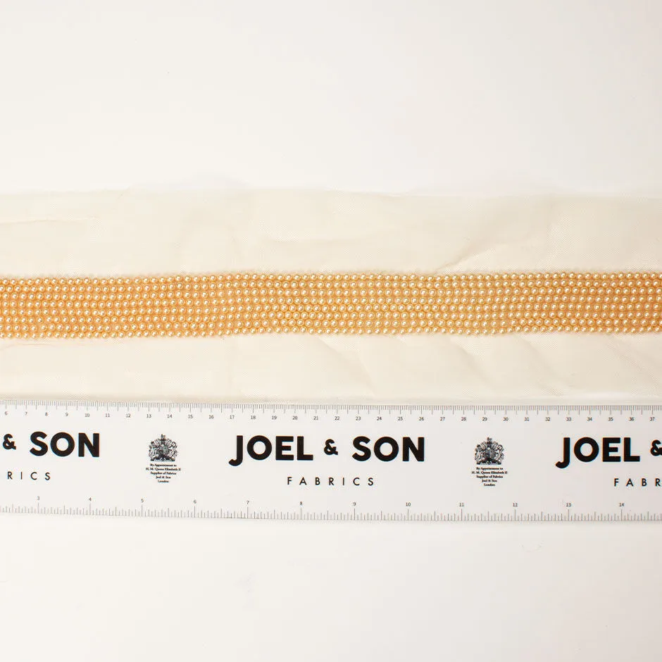 Gold Pearl Embellished Tulle Trim
