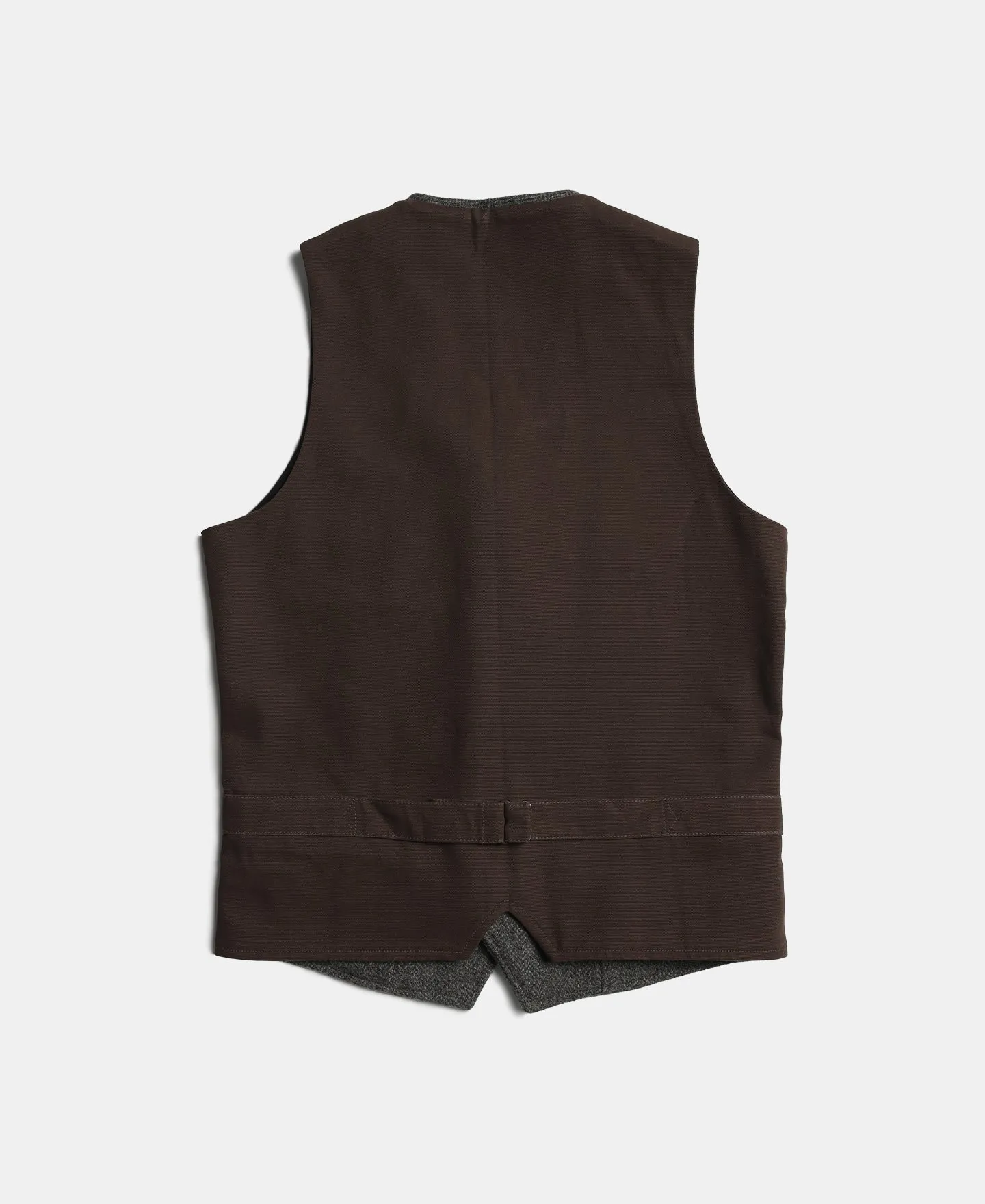 Grayish-Green Herringbone Tweed Vest