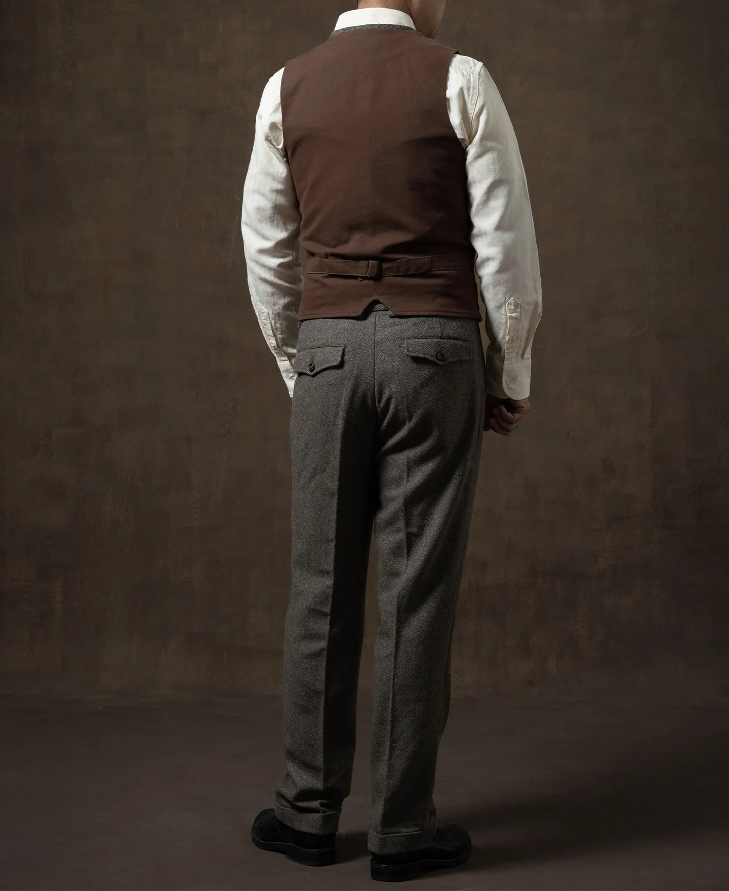 Grayish-Green Herringbone Tweed Vest