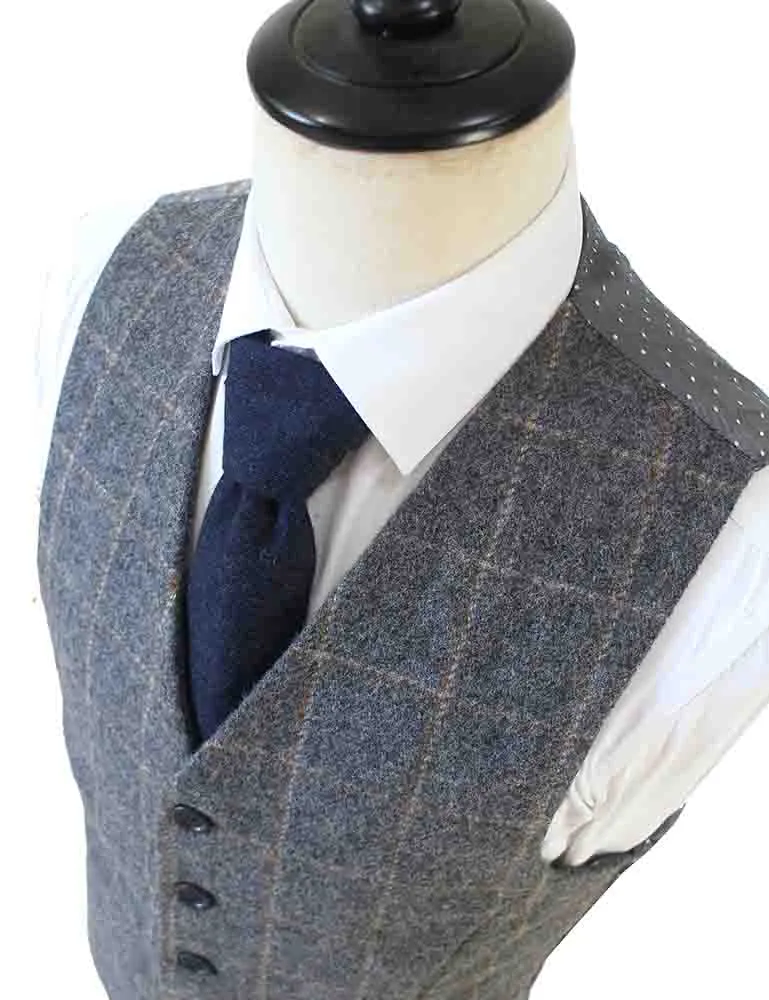 GREY WINDOWPANE CHECK TWEED 3 PIECE SUIT