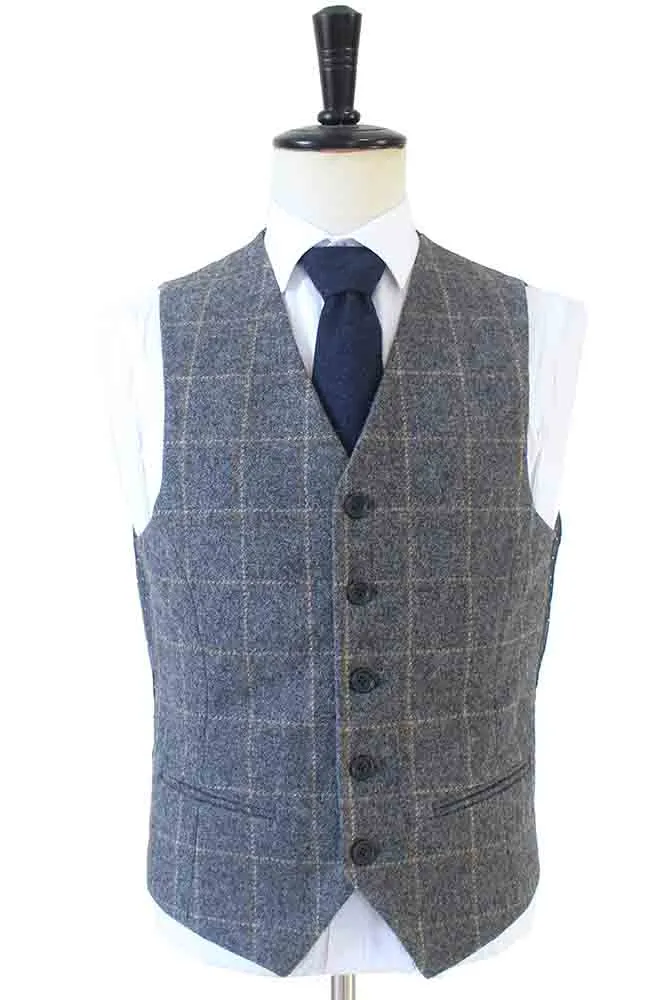 GREY WINDOWPANE CHECK TWEED 3 PIECE SUIT