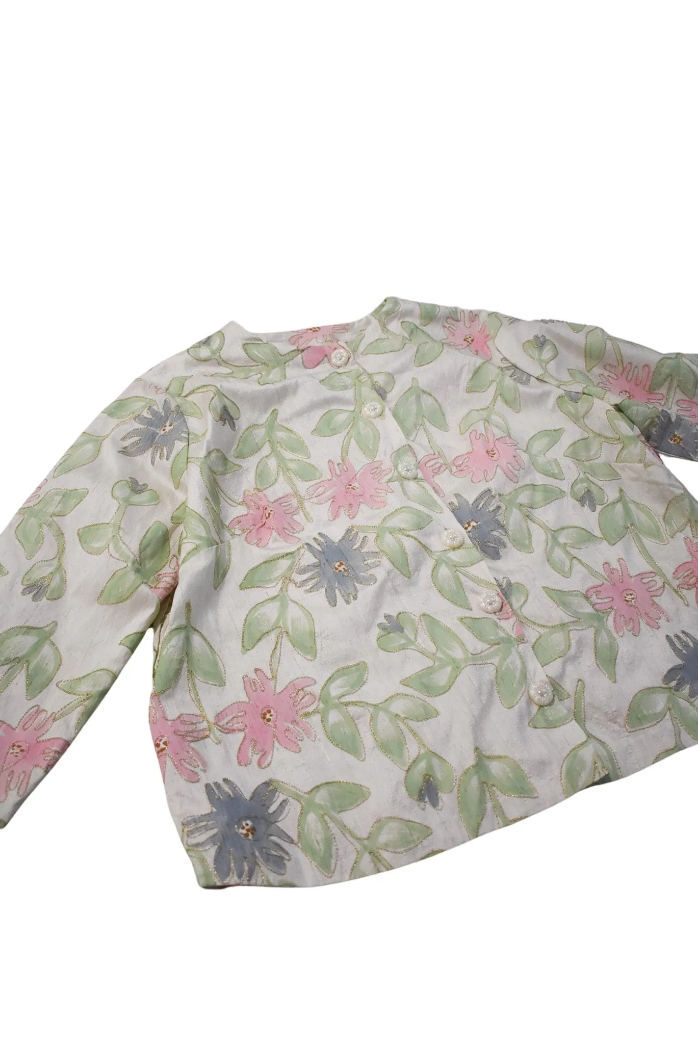 Handmade vintage flower power jacket, L