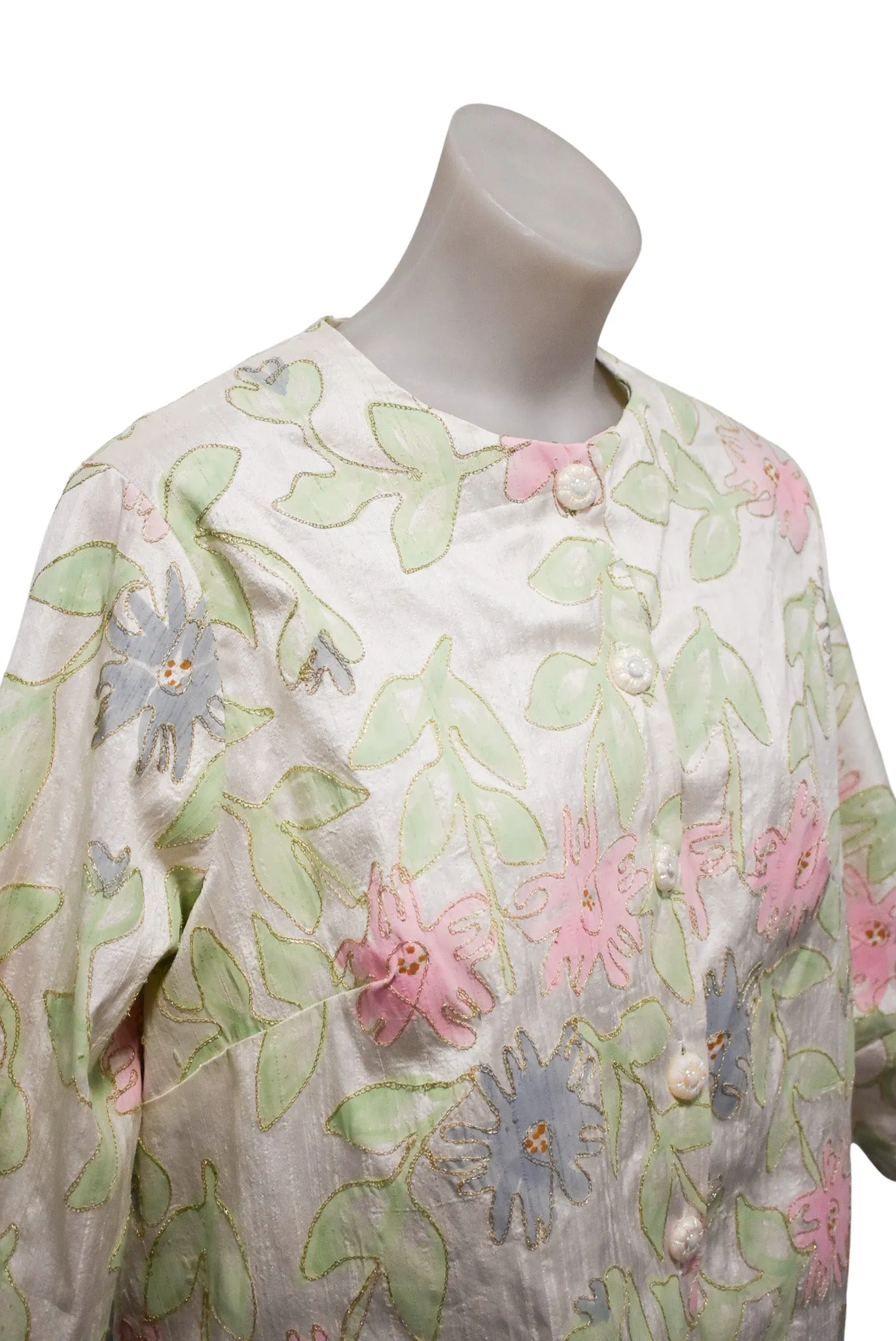 Handmade vintage flower power jacket, L