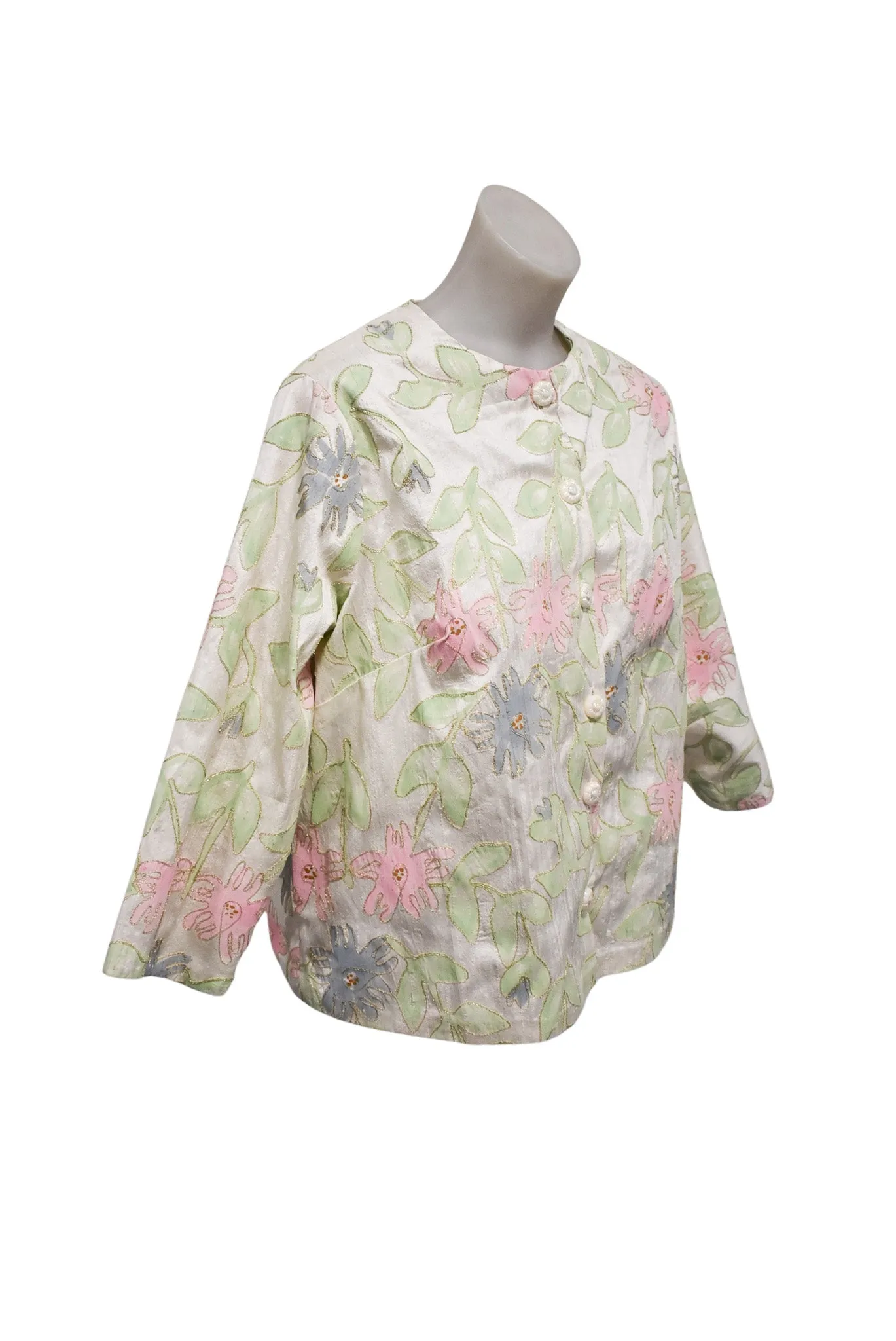 Handmade vintage flower power jacket, L
