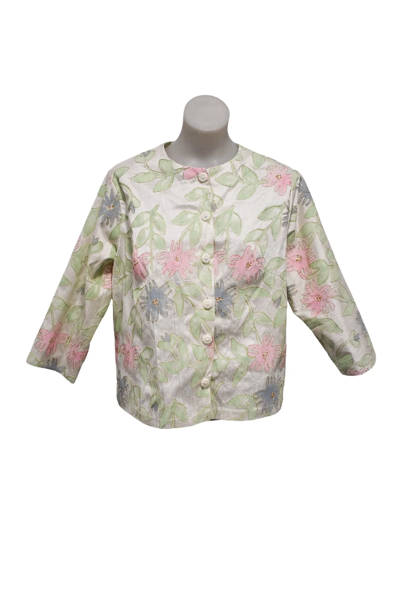 Handmade vintage flower power jacket, L