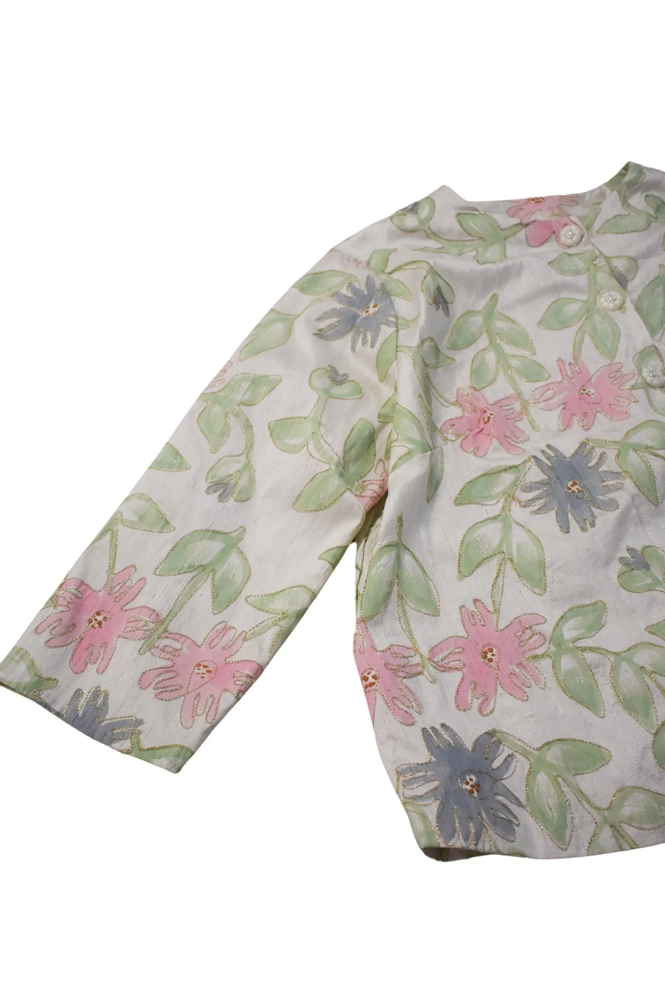 Handmade vintage flower power jacket, L