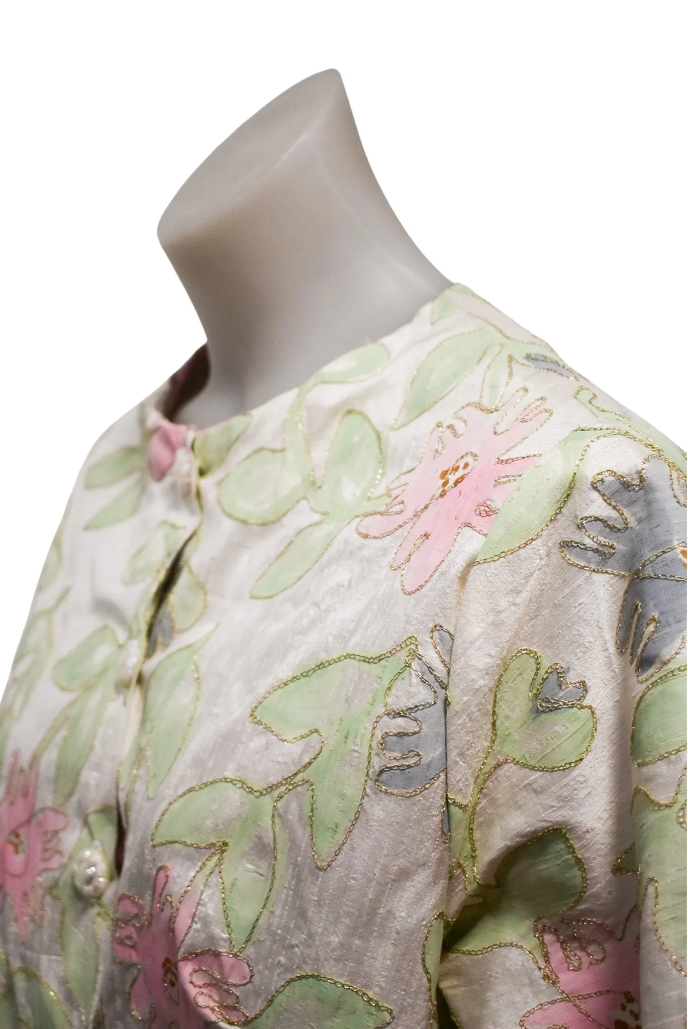 Handmade vintage flower power jacket, L
