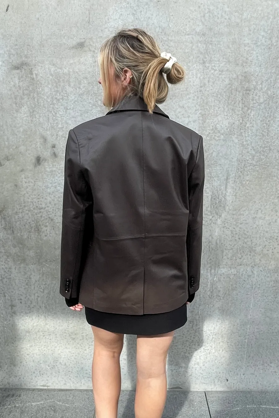Hannah Leather Boyfriend Jacket Chocolate