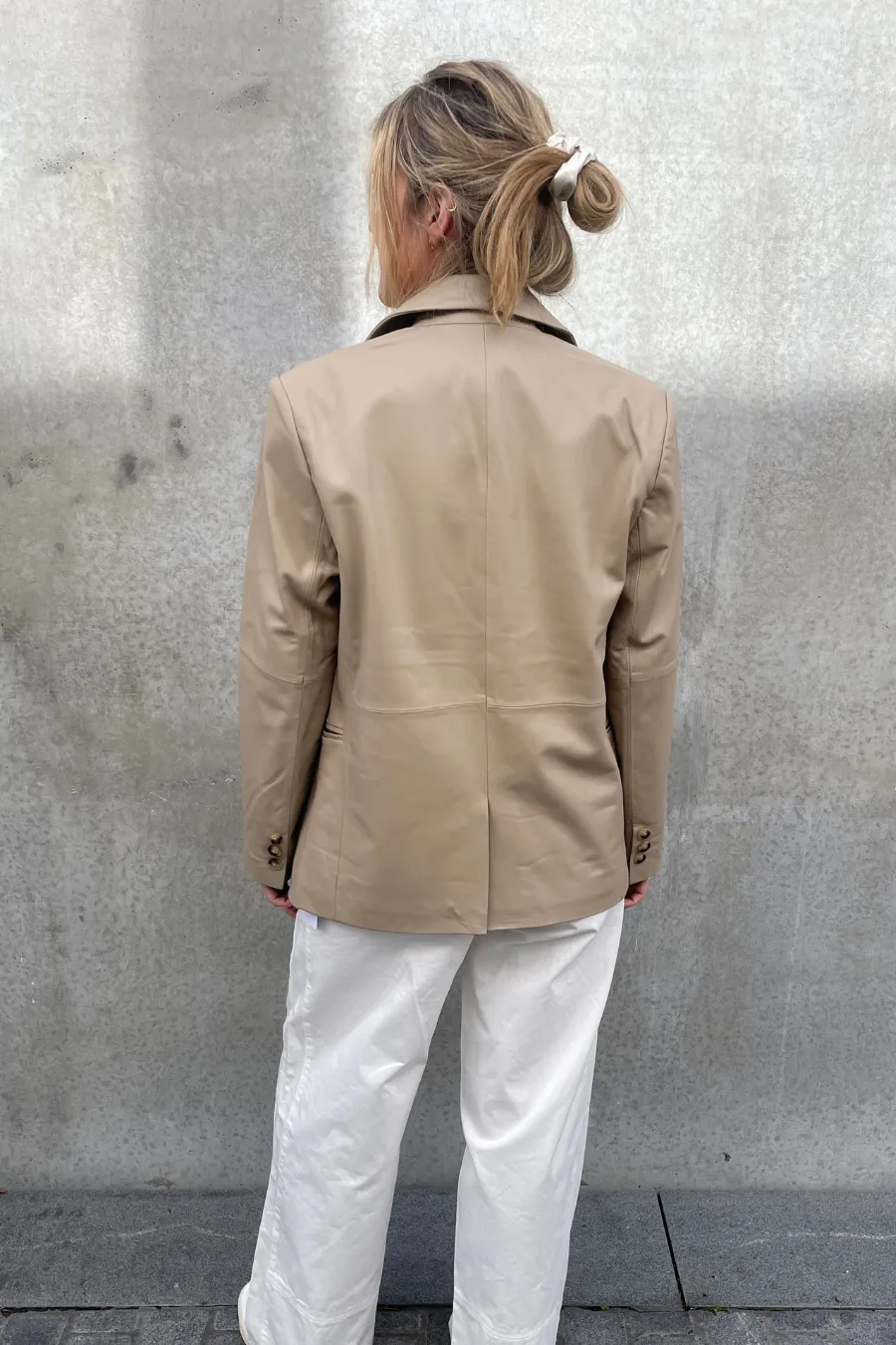 Hannah Leather Boyfriend Jacket Gravel