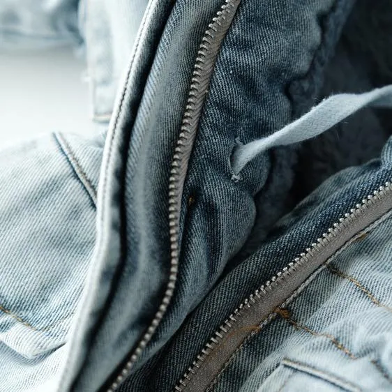 Holly Oversized Denim Fur Hooded Winter Coat Jacket