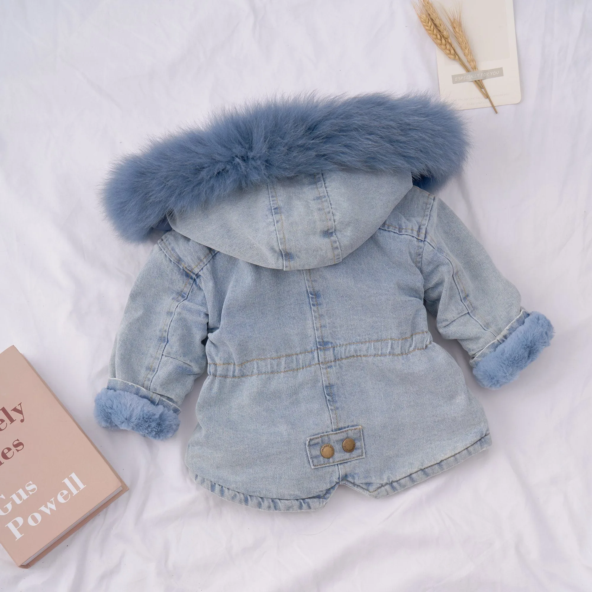 Holly Oversized Denim Fur Hooded Winter Coat Jacket